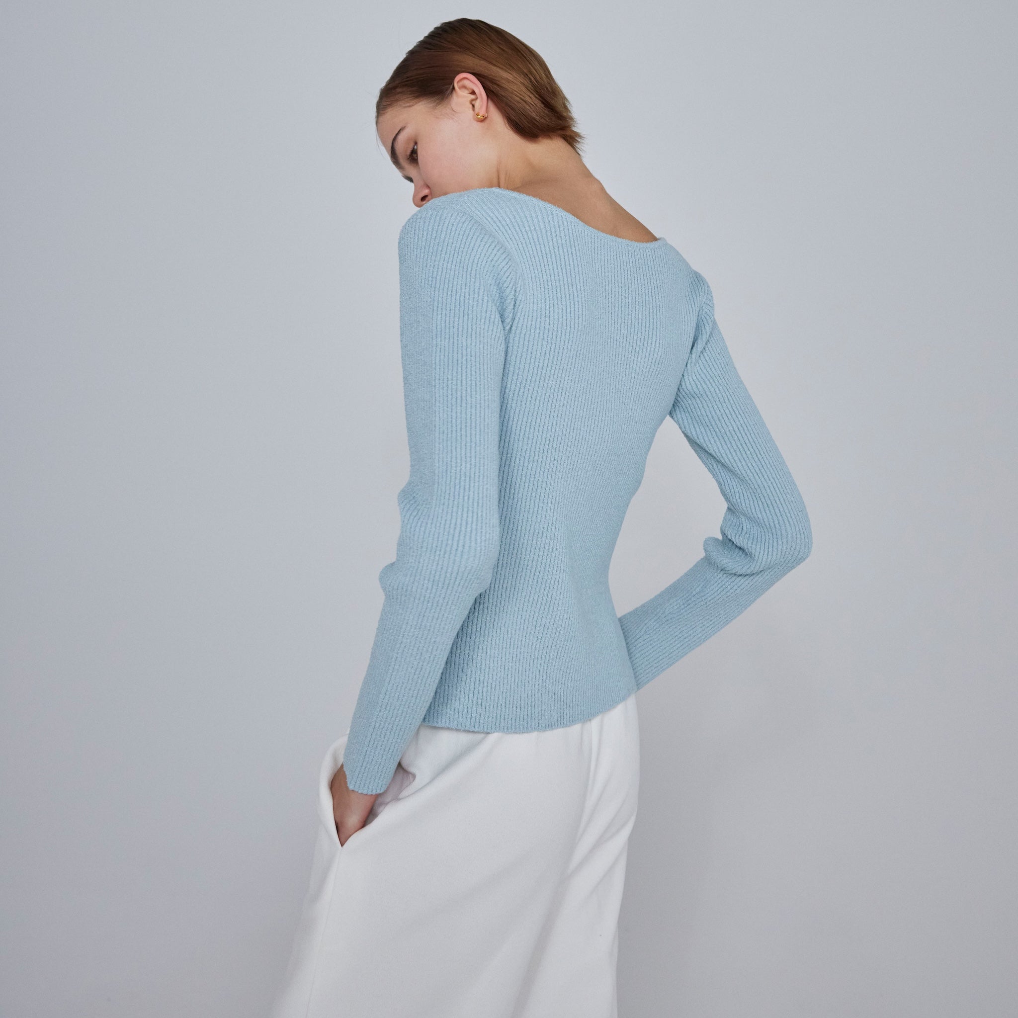 2way boucle slit knit