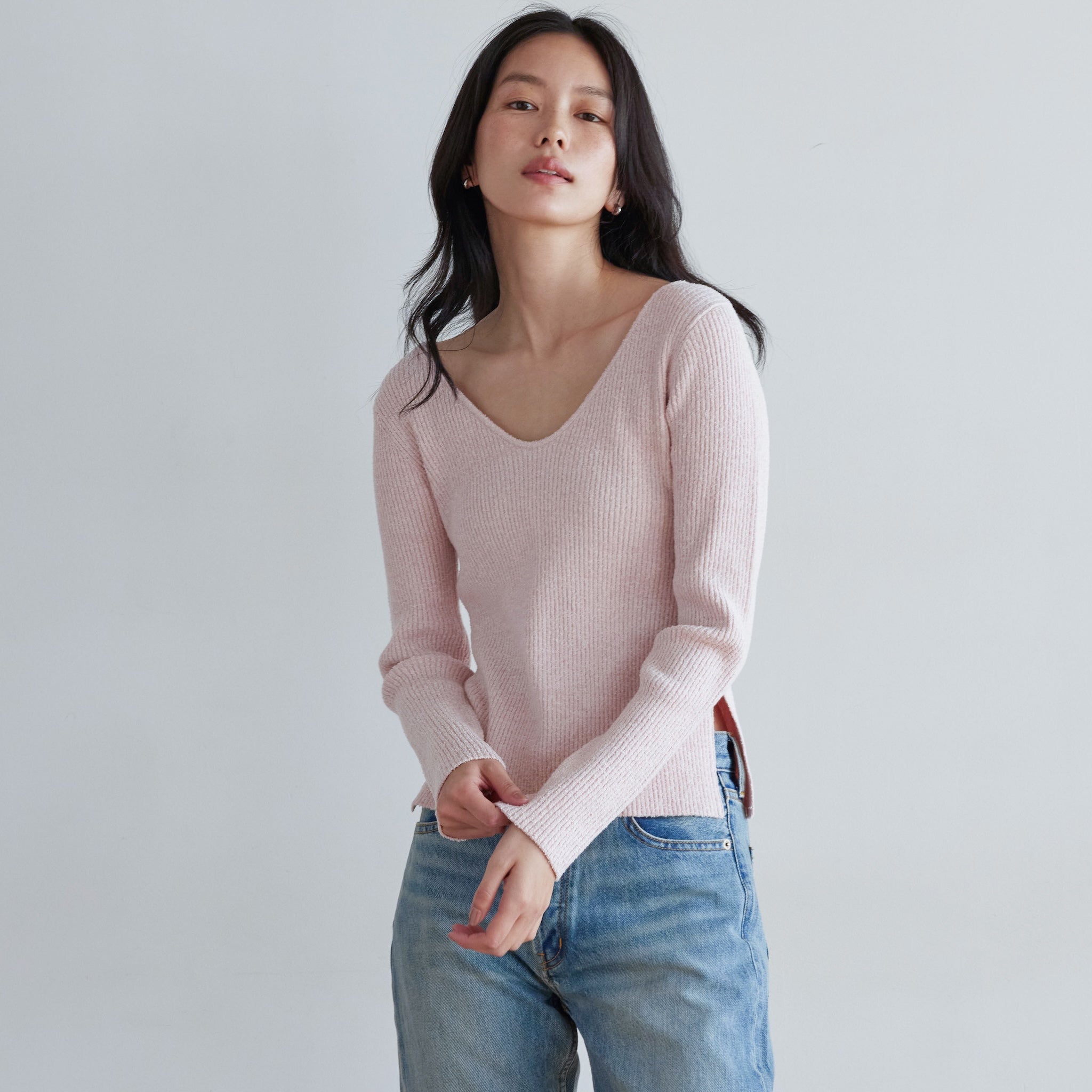2way boucle slit knit