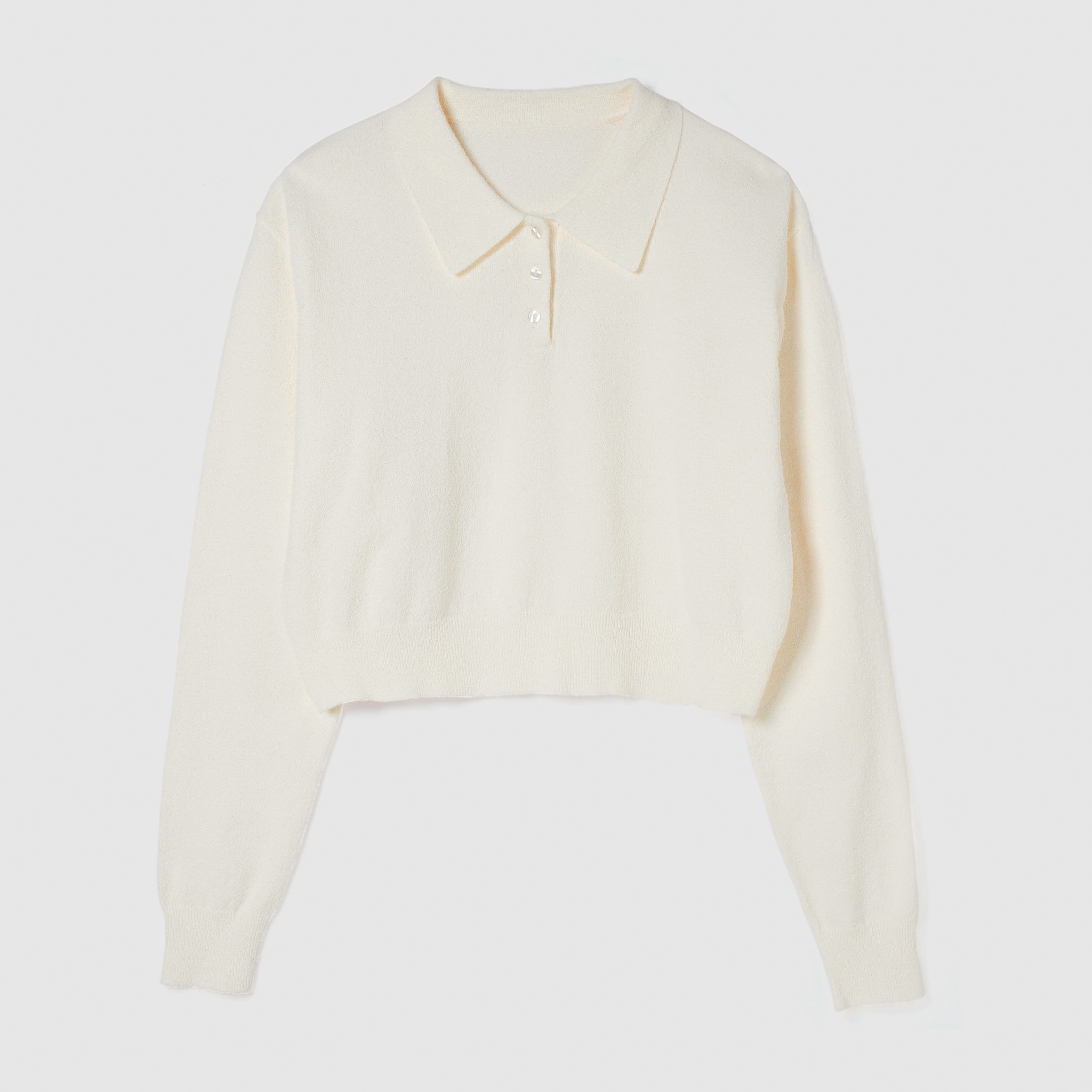 Boucle knit short polo top