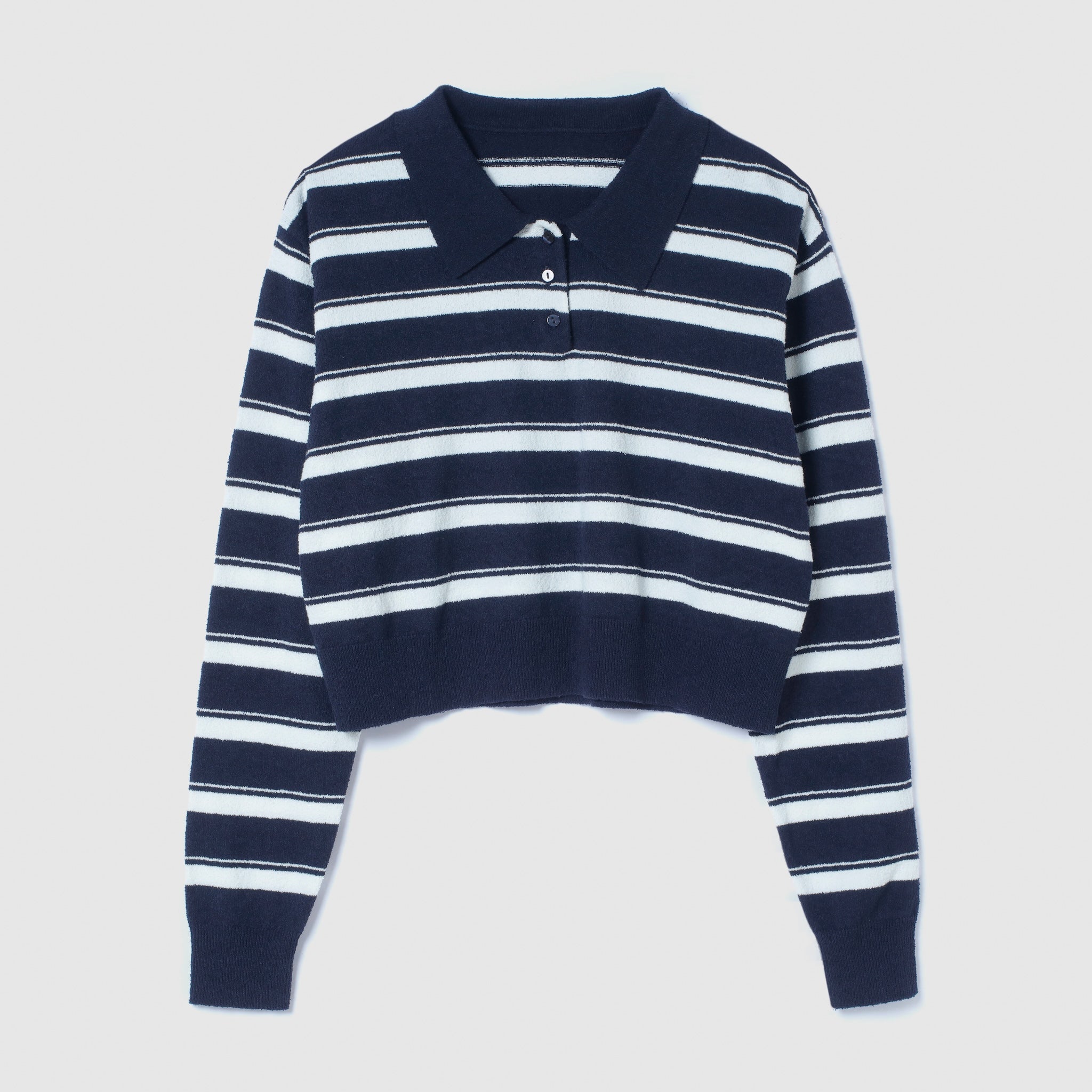 Boucle knit short polo top