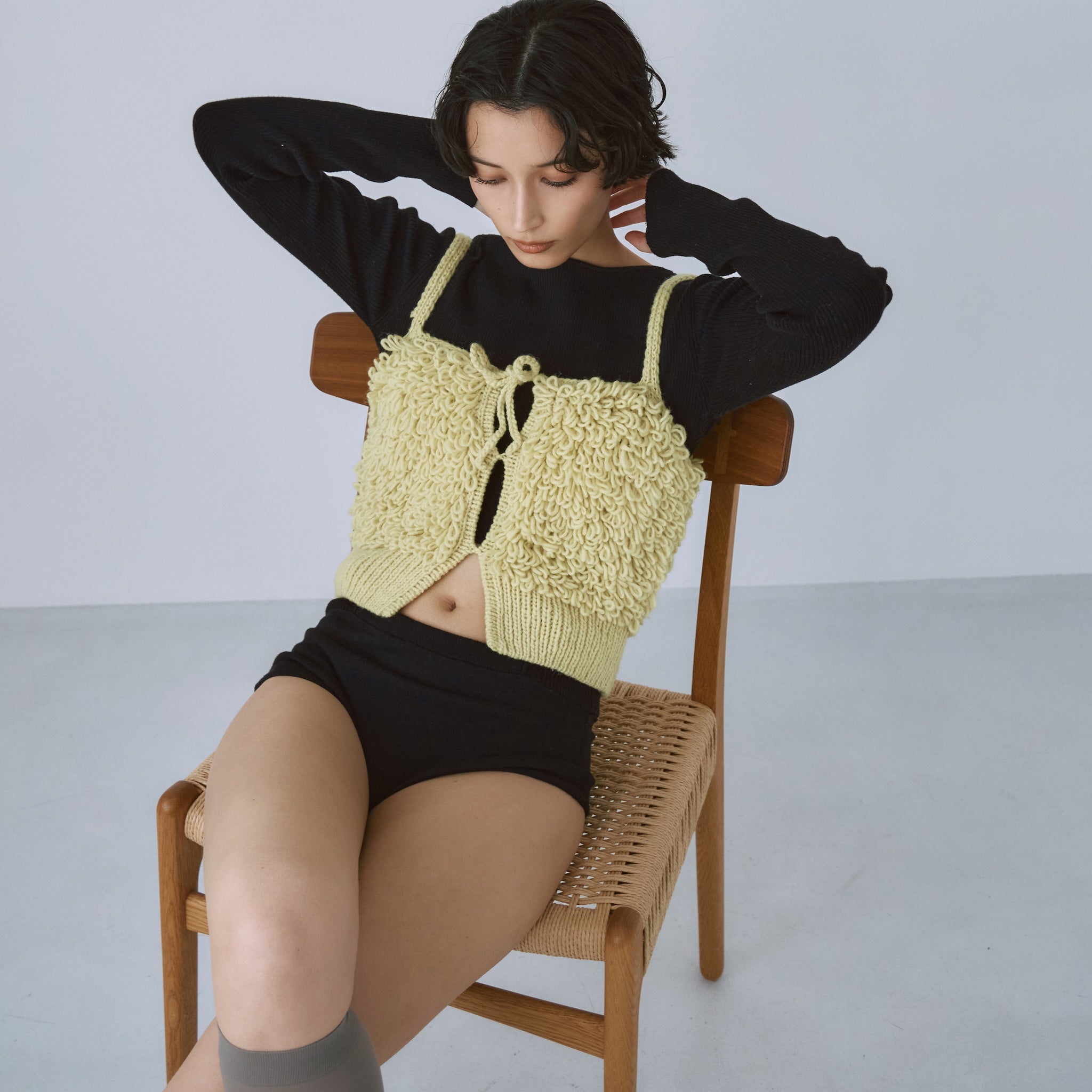 Linen combination 2way crew body suit