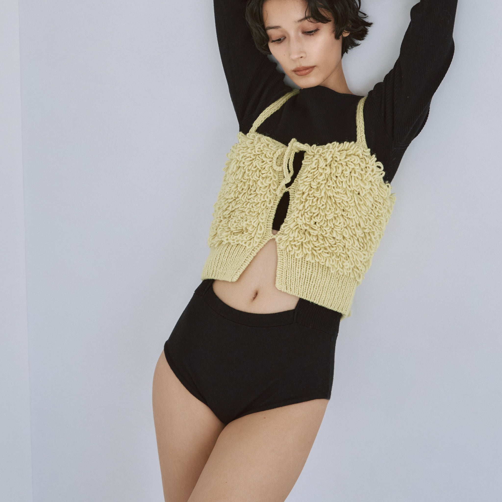 Linen combination 2way crew body suit