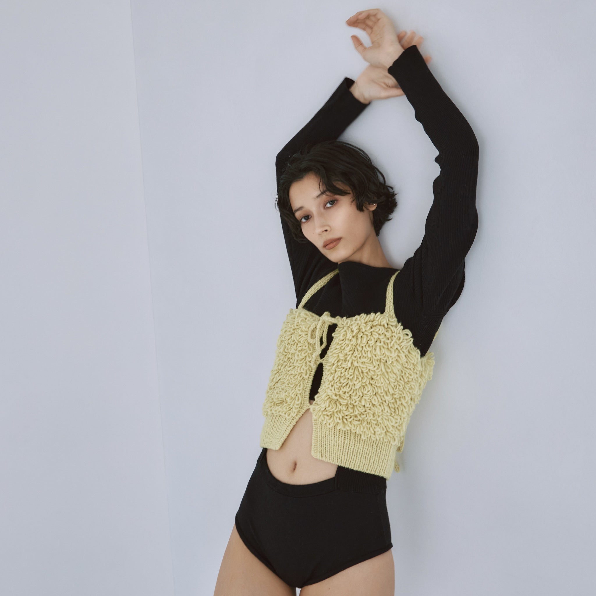 Linen combination 2way crew body suit