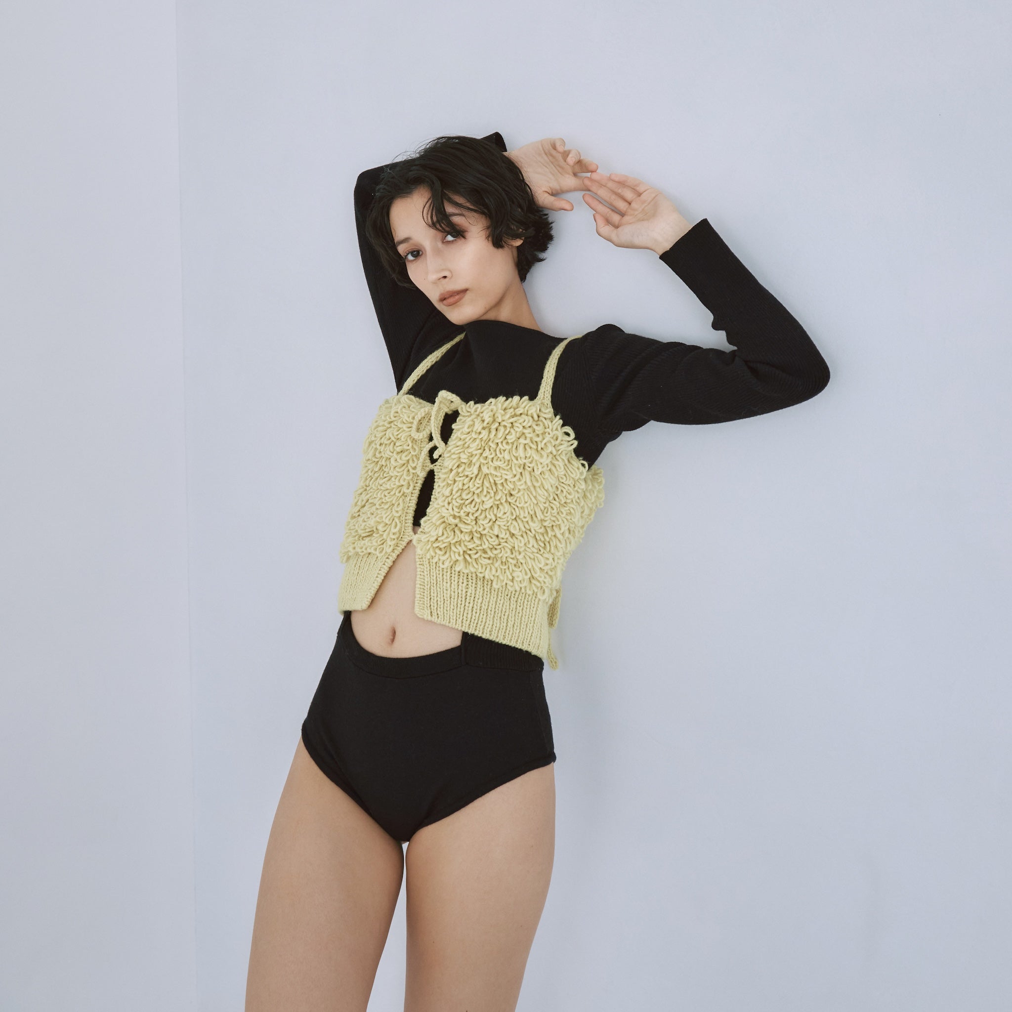 Linen combination 2way crew body suit