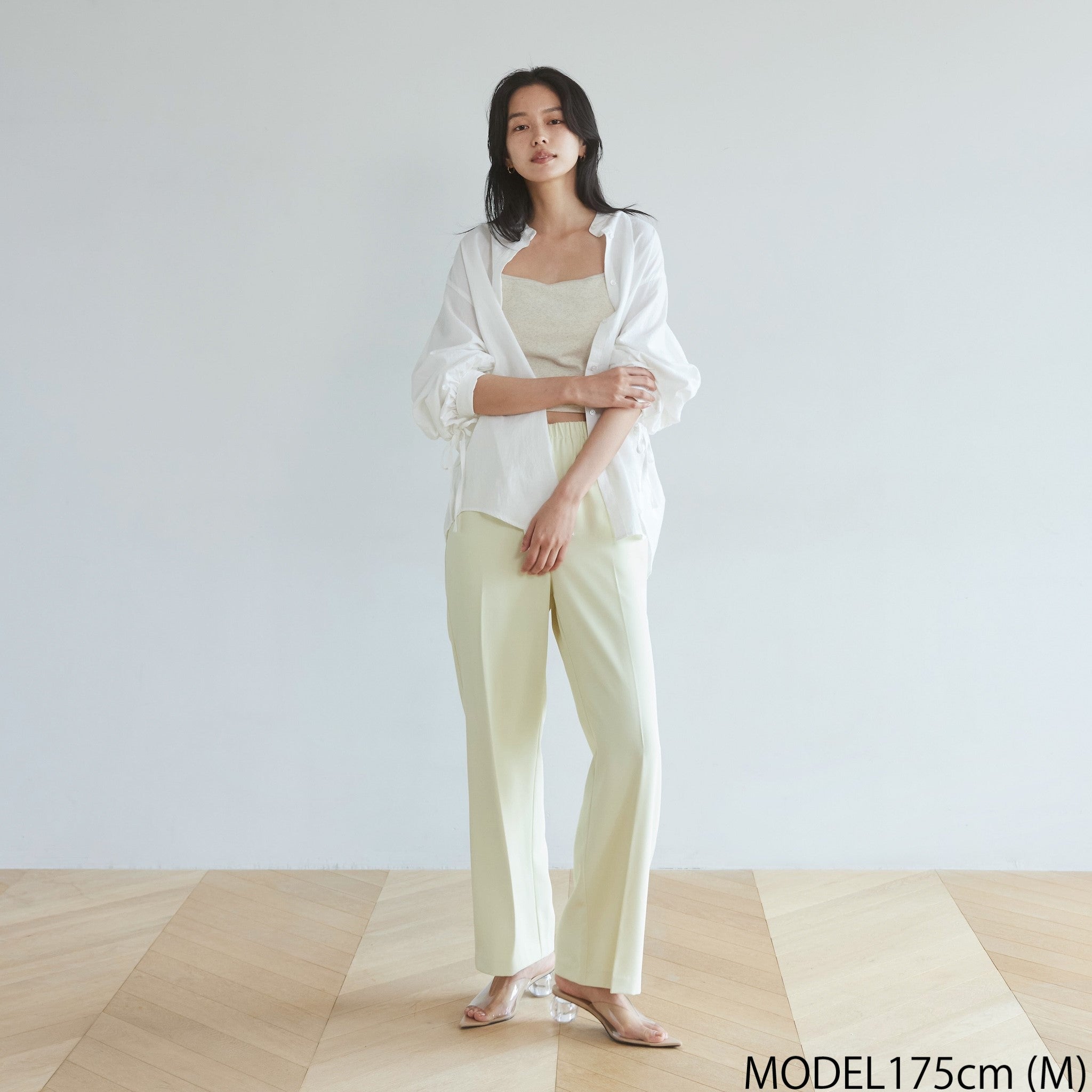 Cotton Washスリーブギャザーシャツ