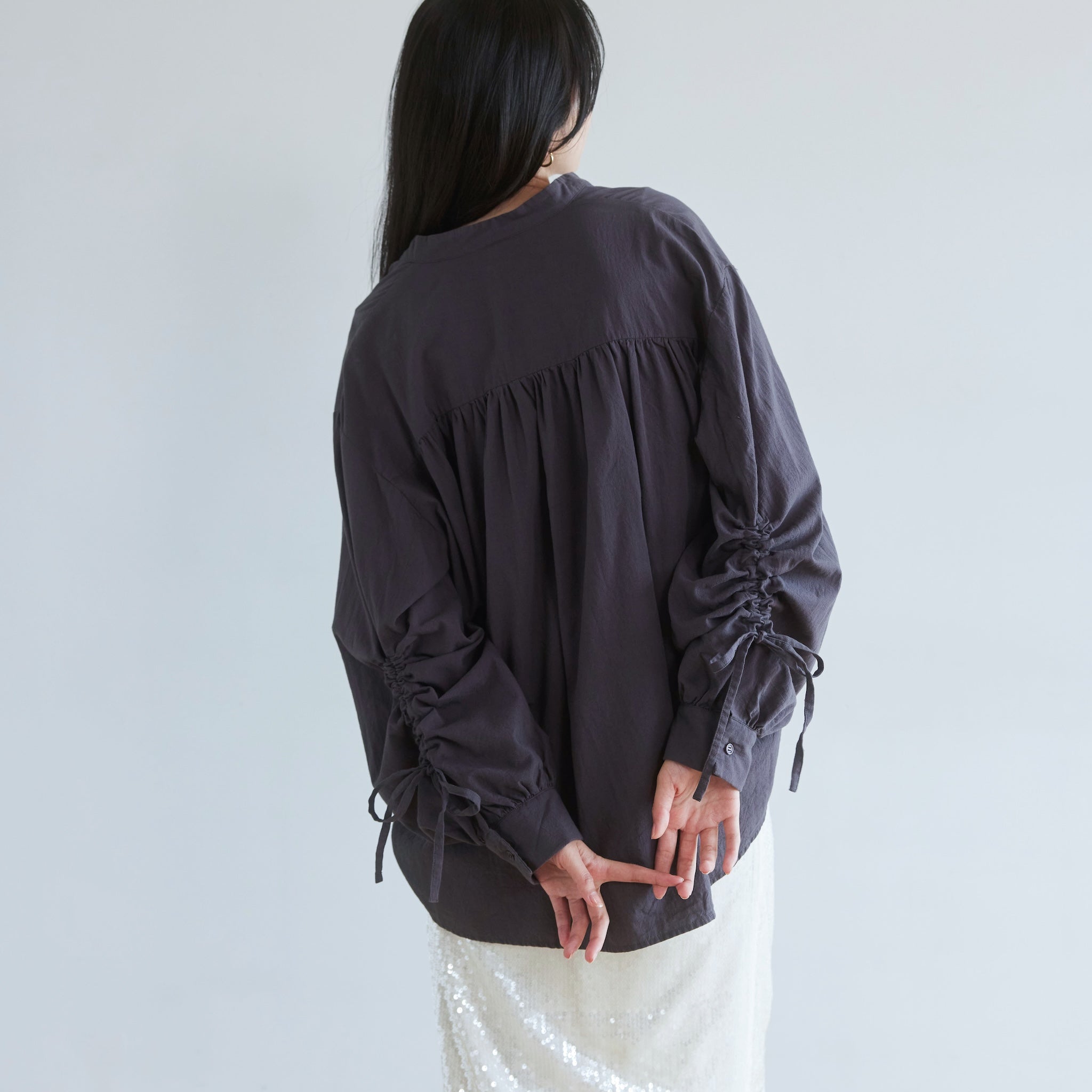Cotton Washスリーブギャザーシャツ