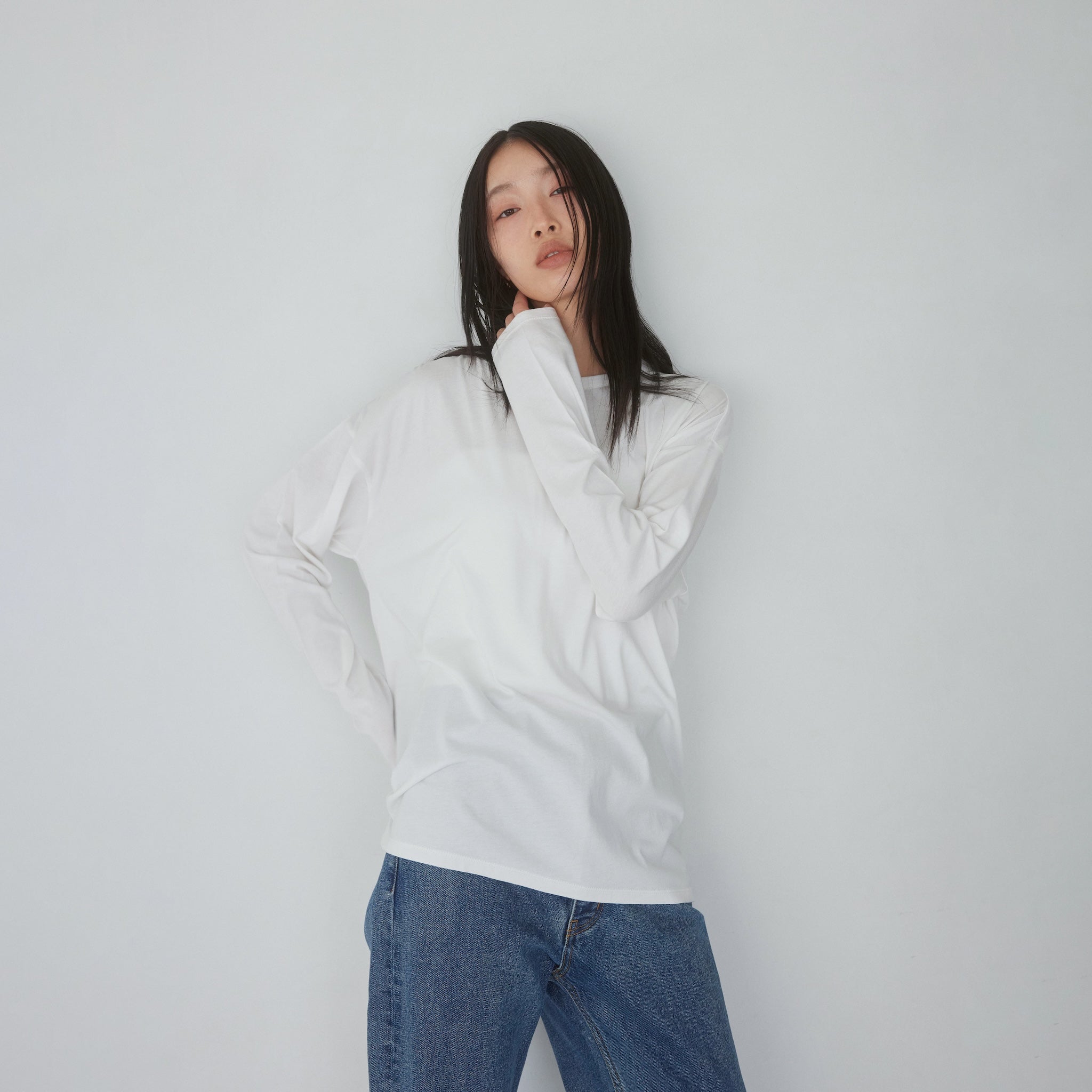 Cotton/silkモイストタッチロンT