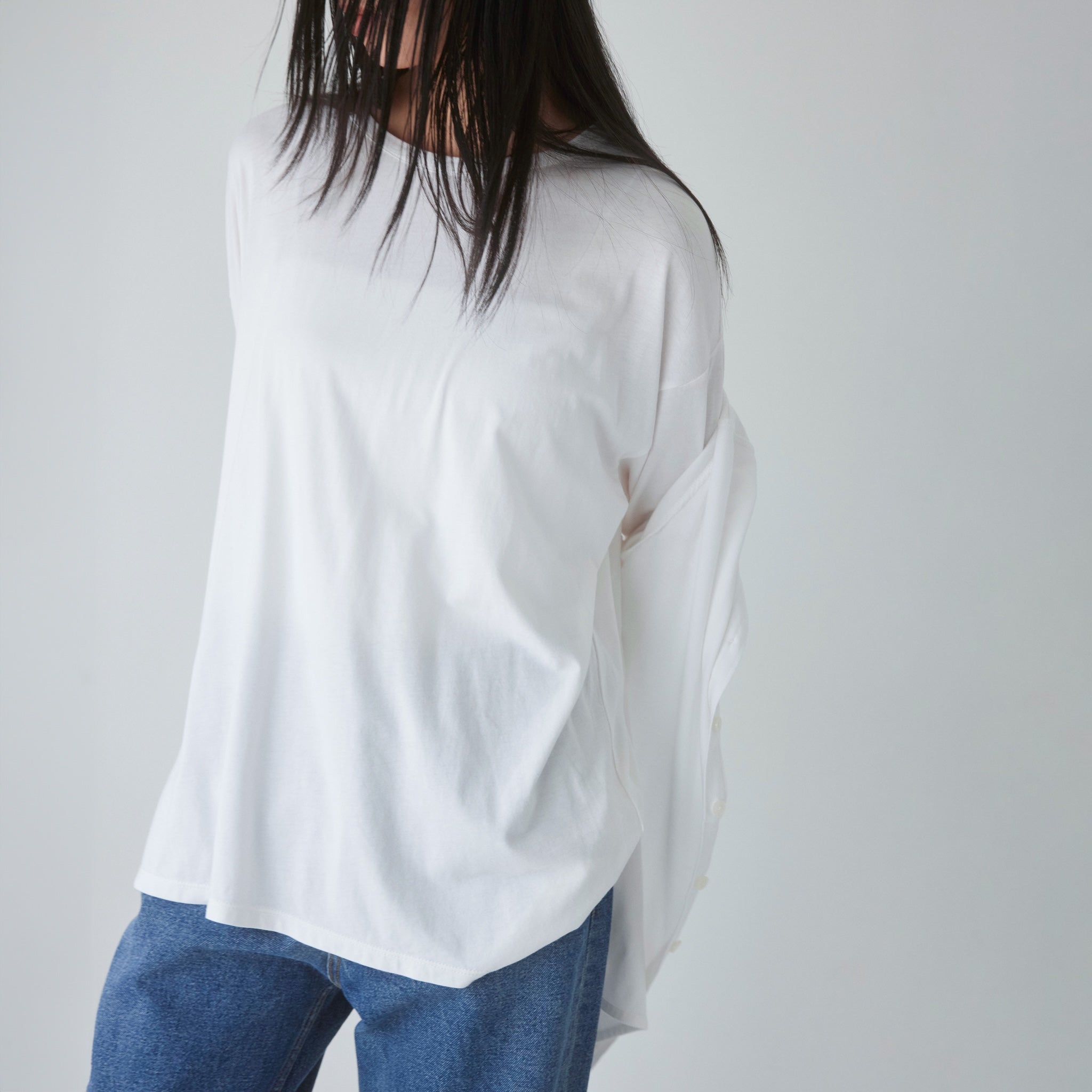 Cotton/silkモイストタッチロンT