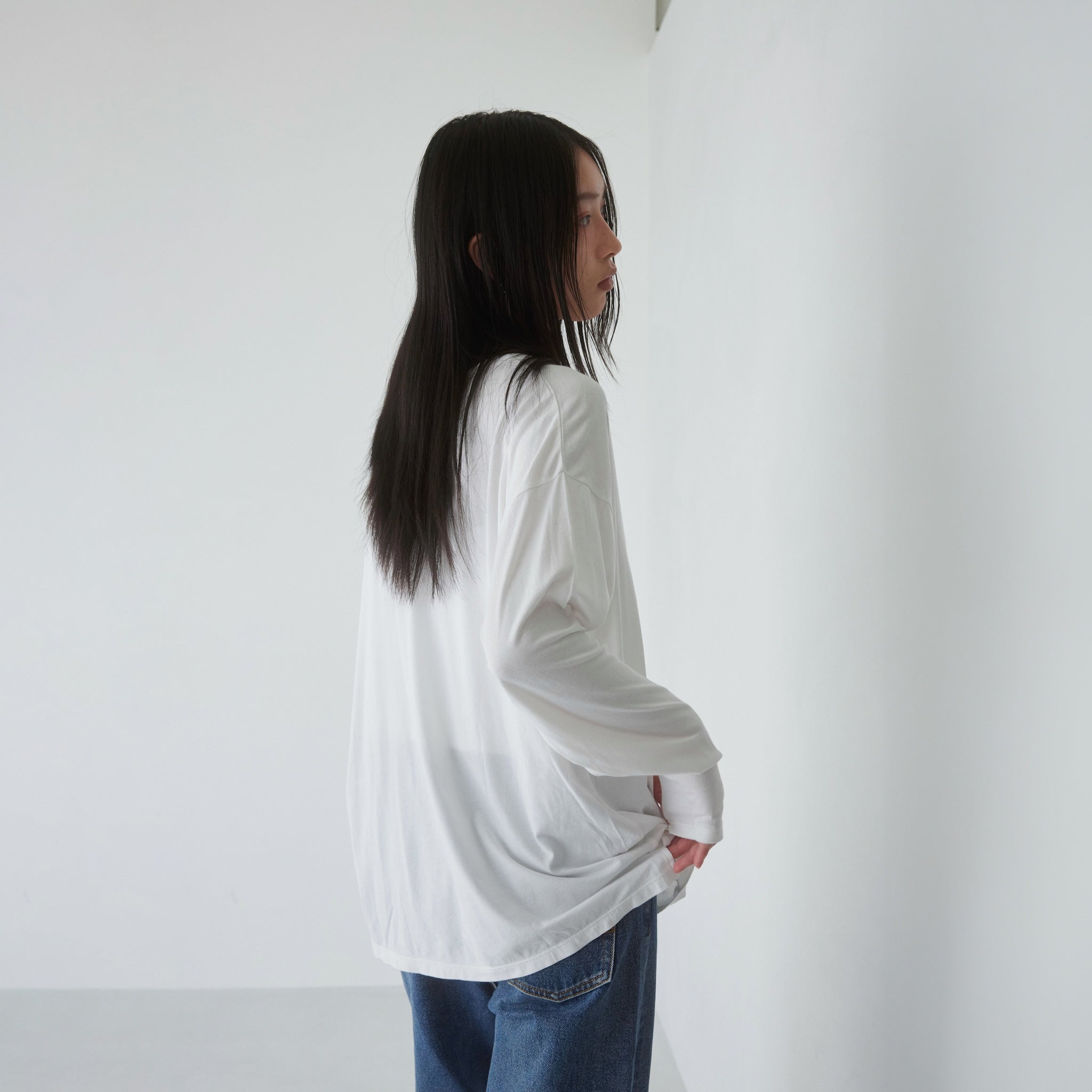 Cotton/silkモイストタッチロンT