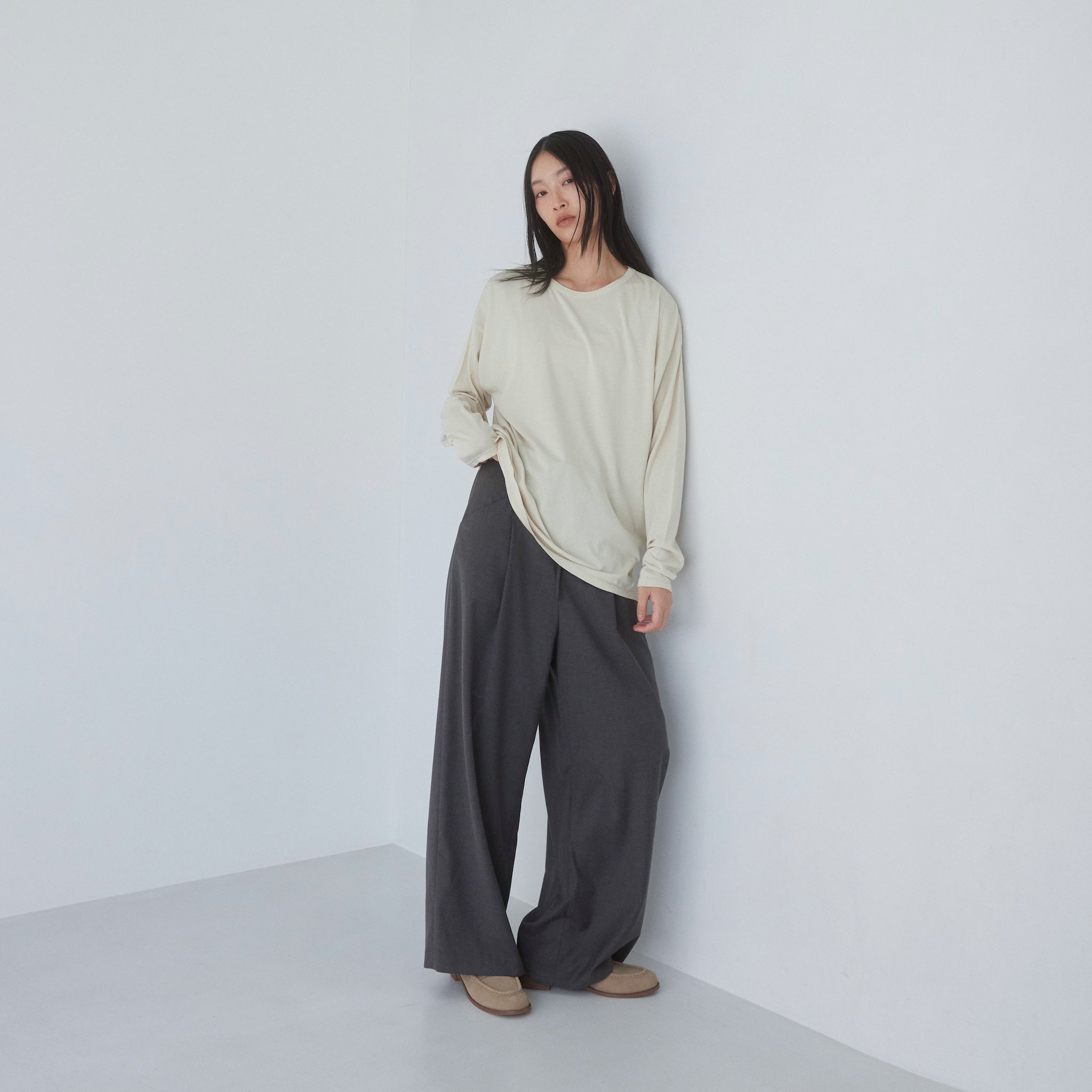 Cotton/silkモイストタッチロンT