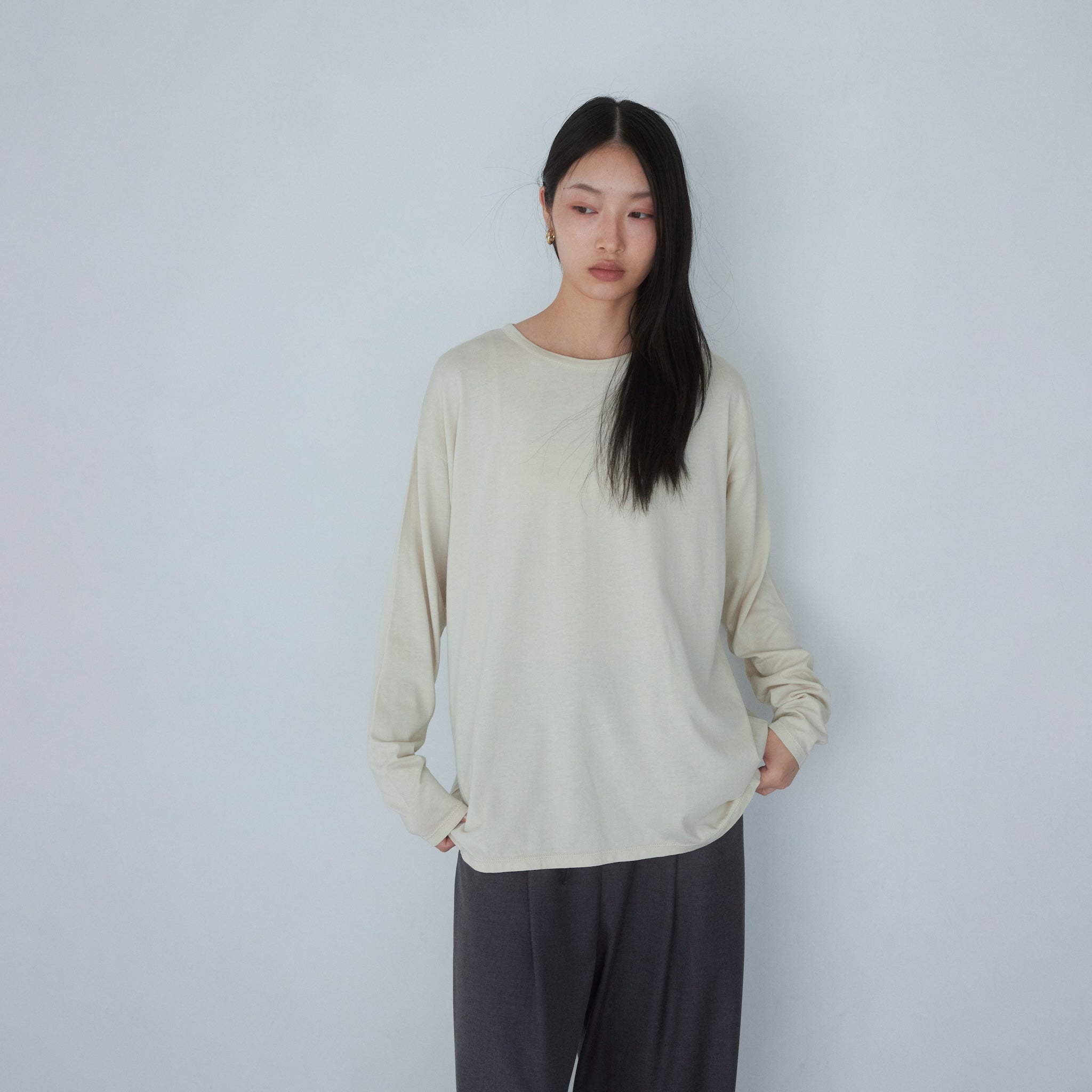 Cotton/silkモイストタッチロンT