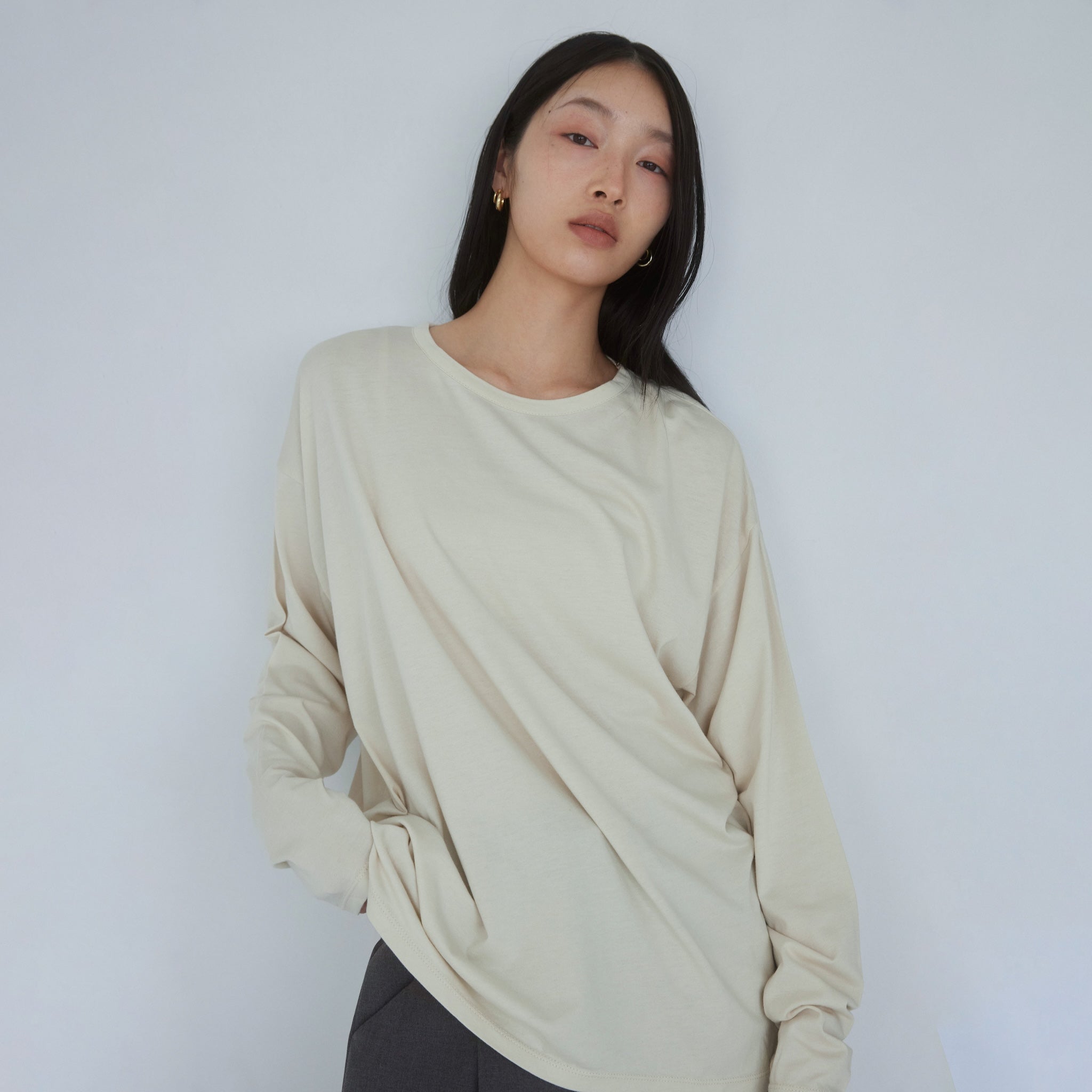 Cotton/silkモイストタッチロンT