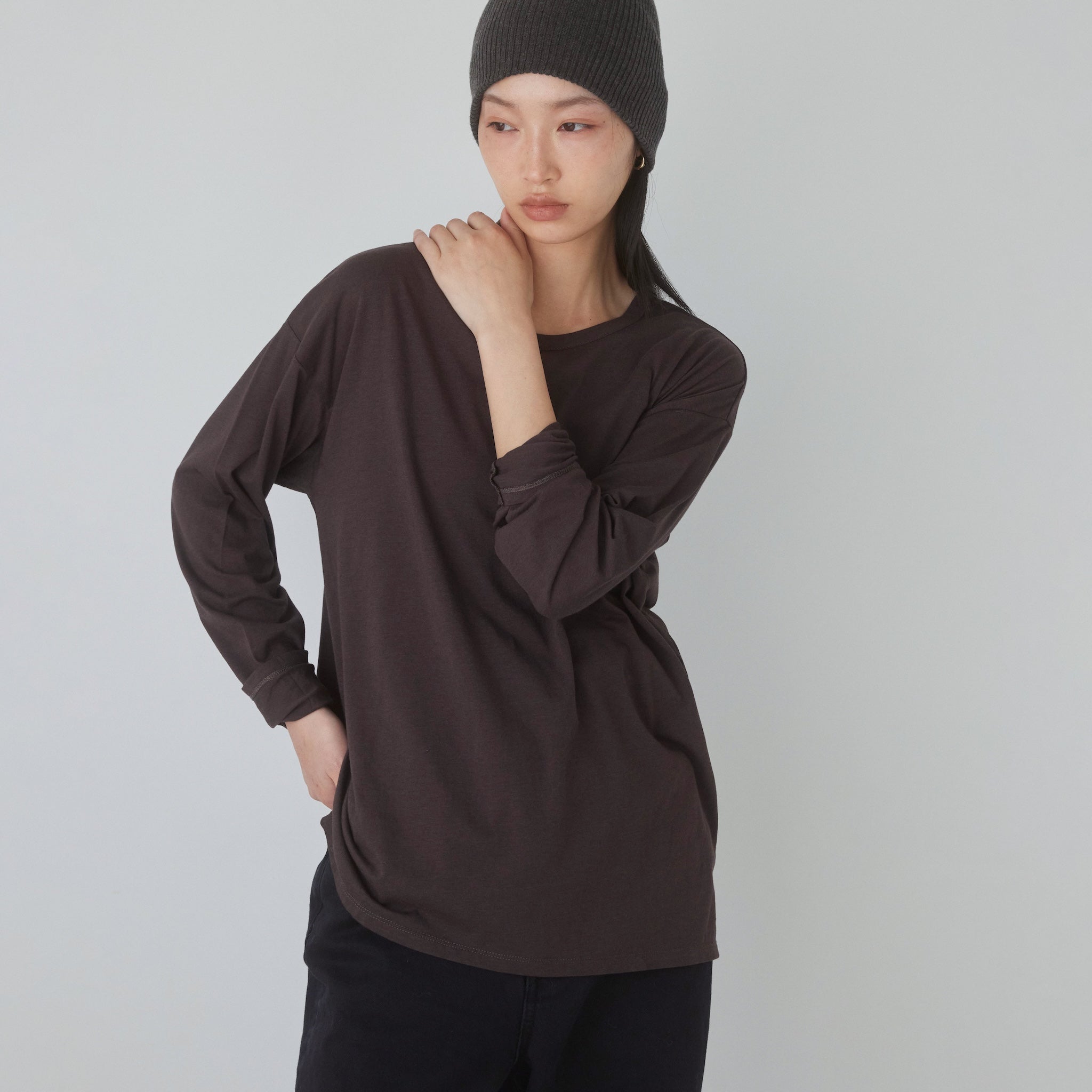 Cotton/silkモイストタッチロンT
