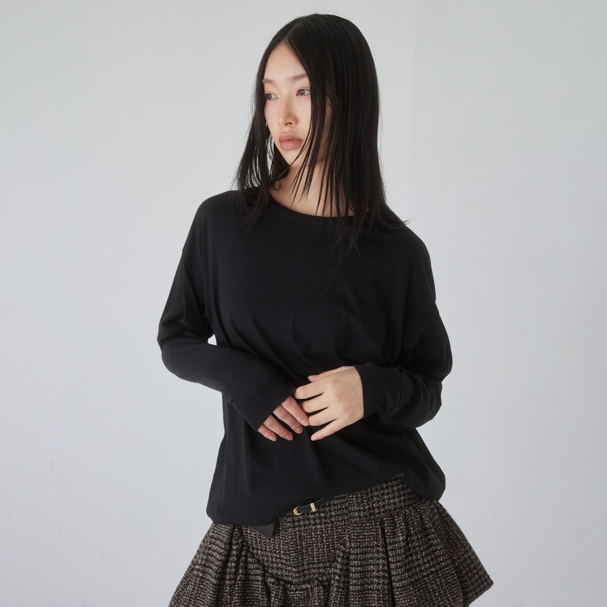 Cotton/silkモイストタッチロンT
