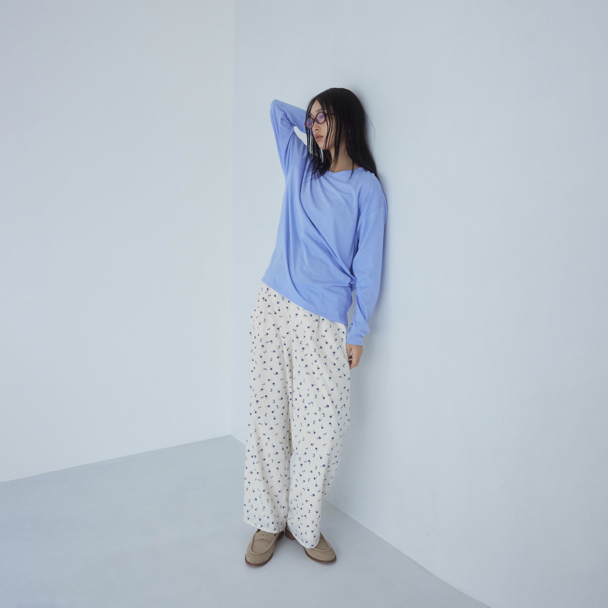 Cotton/silkモイストタッチロンT
