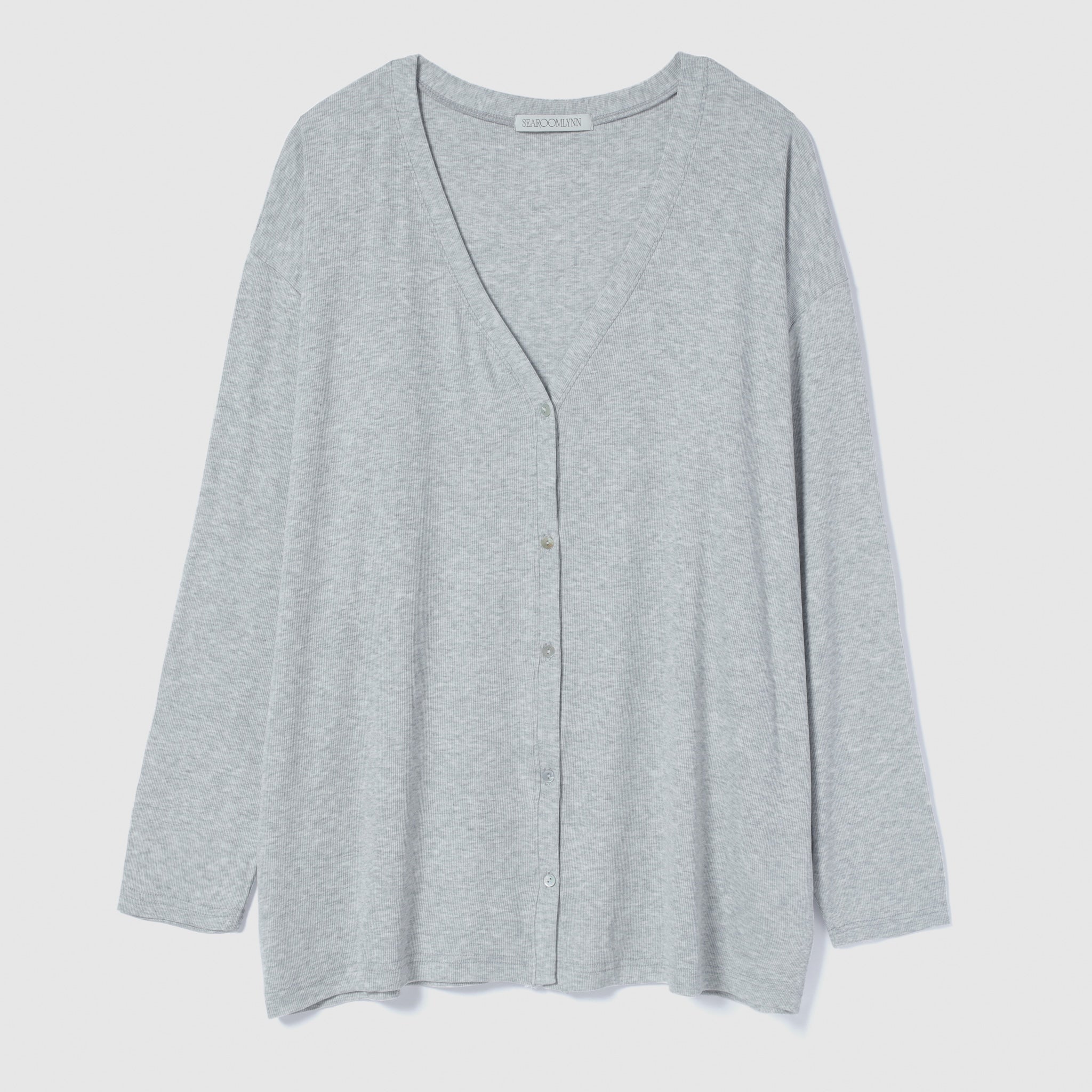 RIB over V-neck cardigan