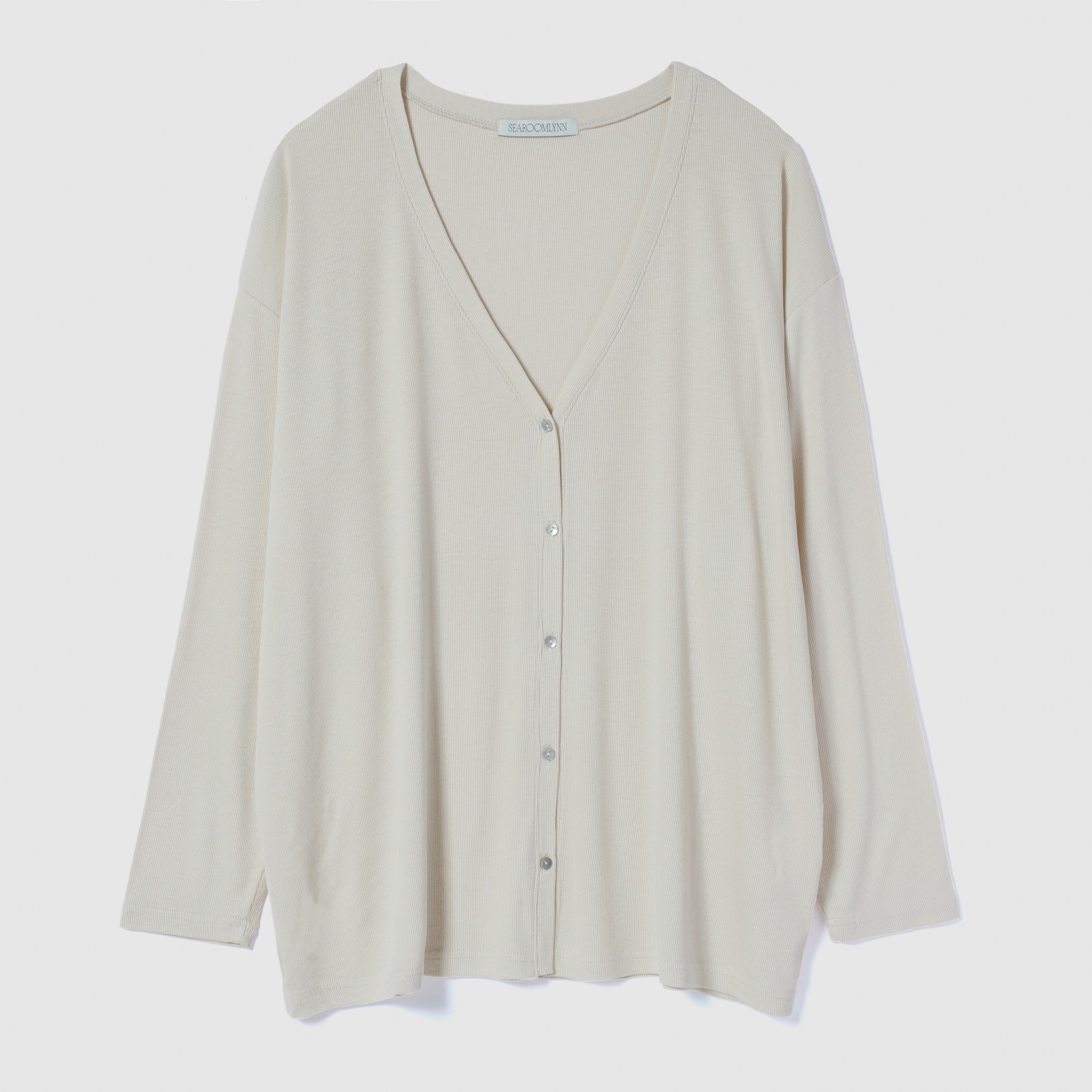 RIB over V-neck cardigan