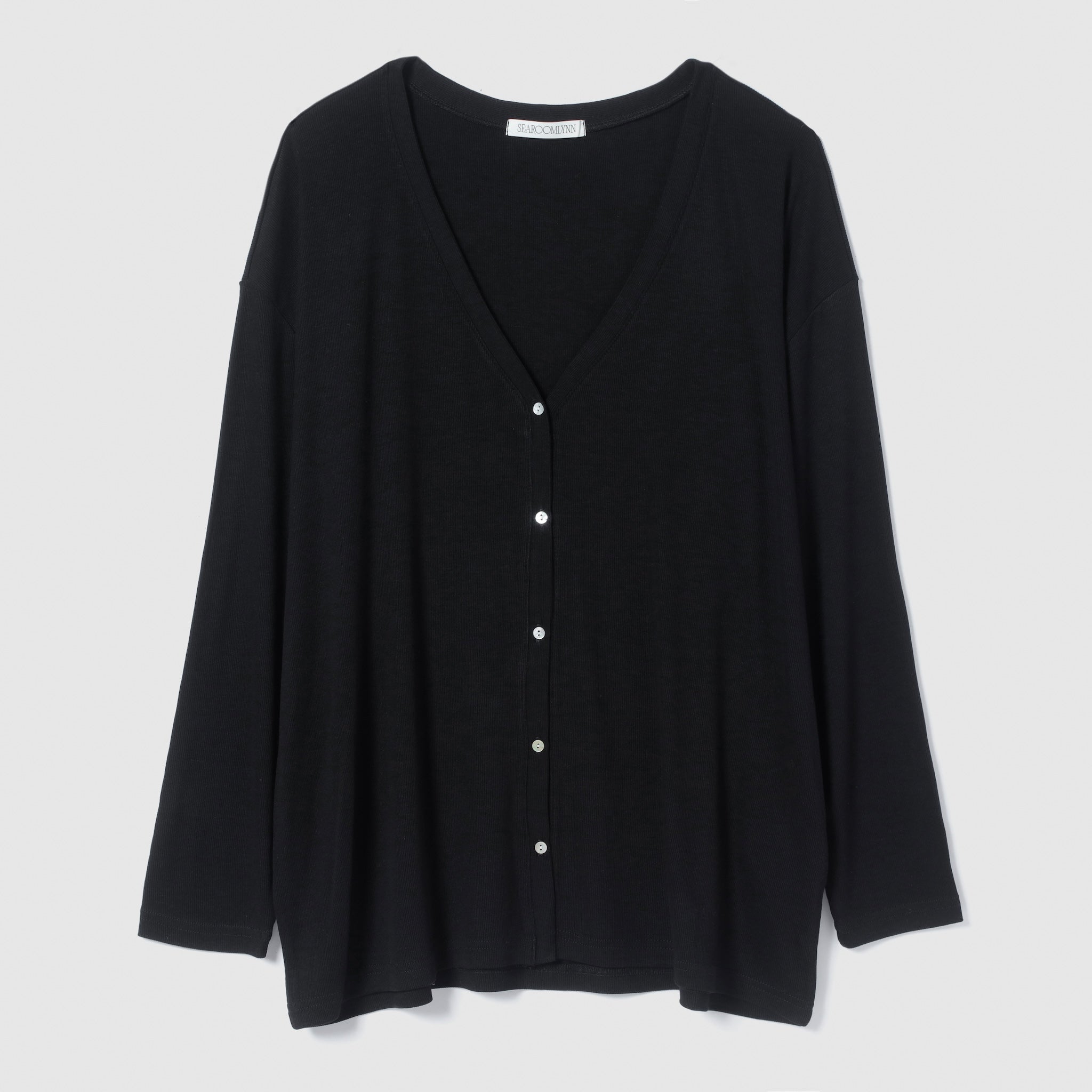 RIB over V-neck cardigan