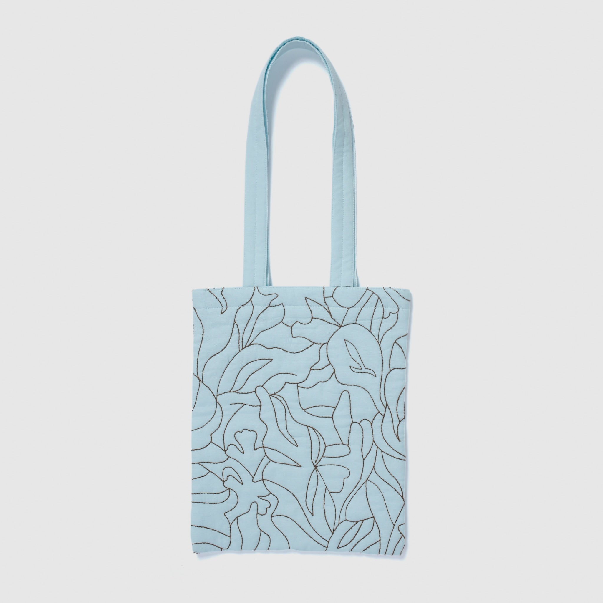 Flower wave embroidery mini tote bag