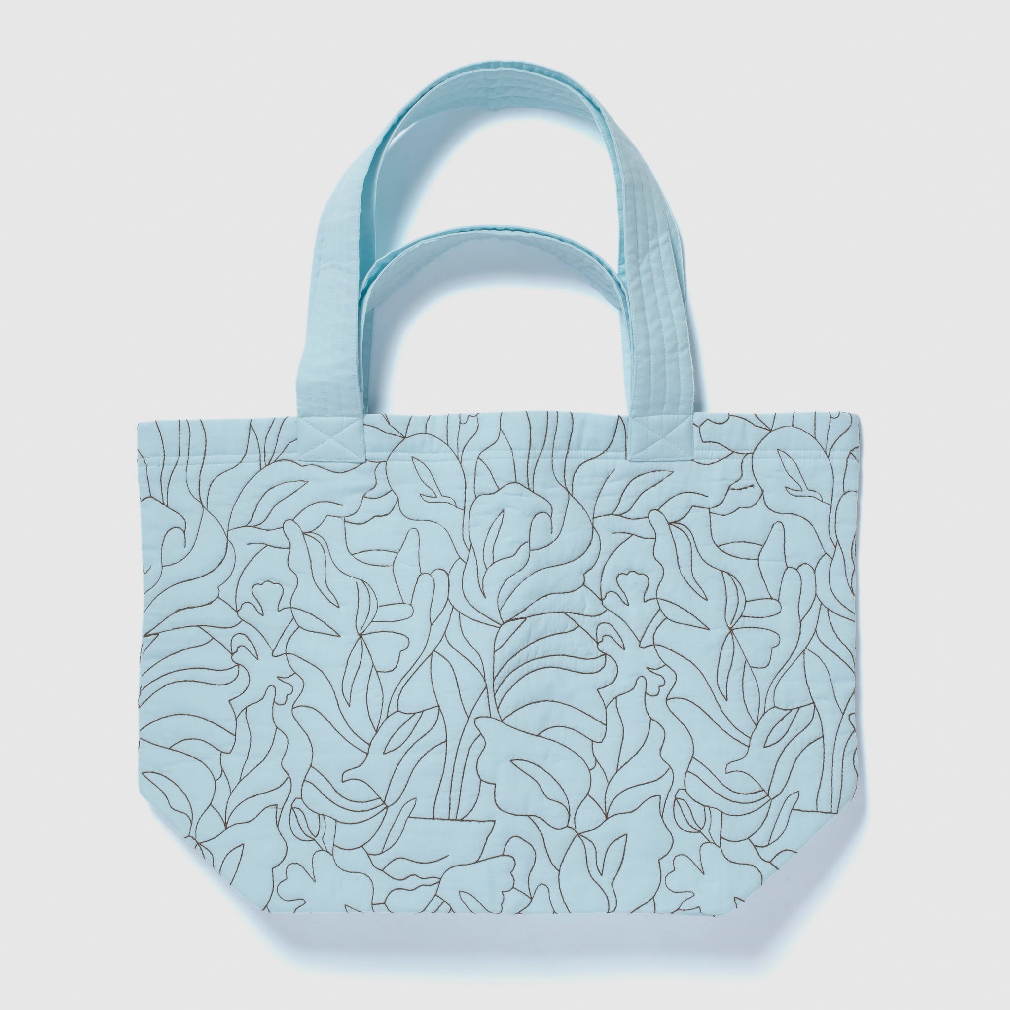 Flower wave embroidery big tote bag
