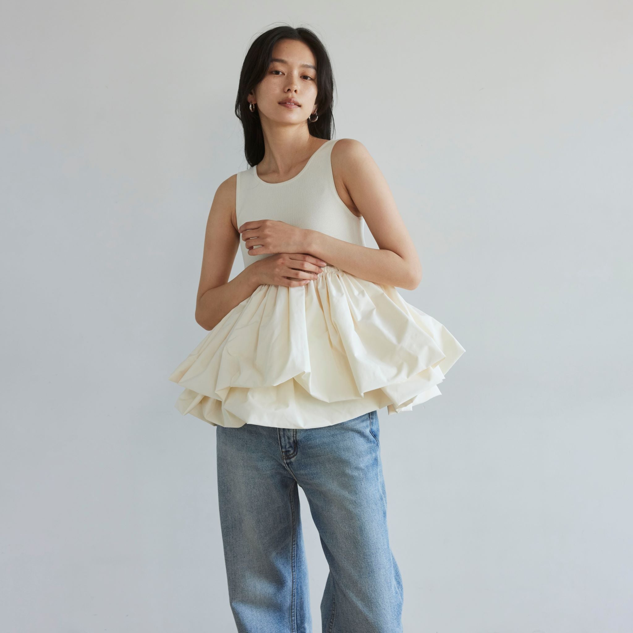 Knit Docking Balloon Sleeveless Top
