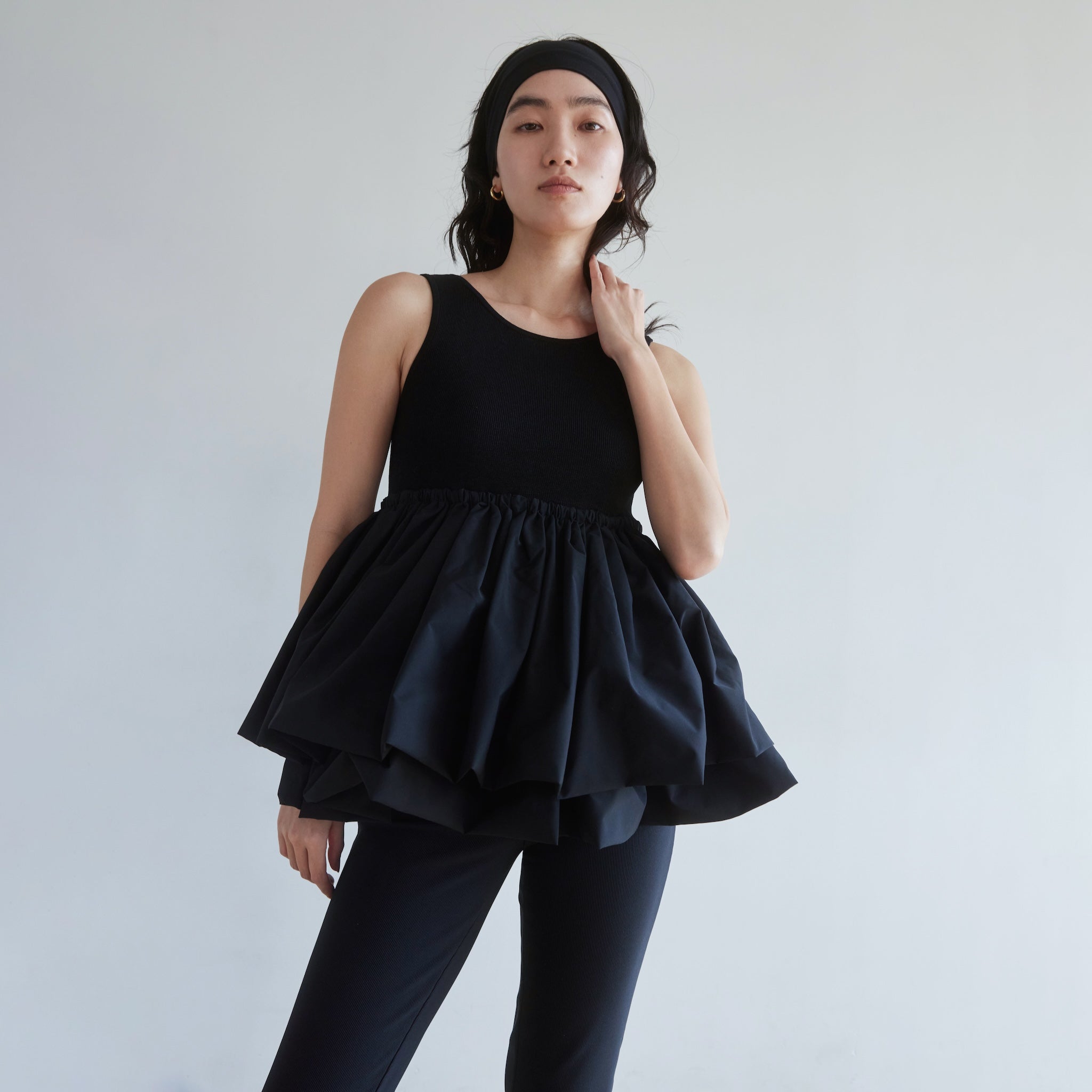Knit Docking Balloon Sleeveless Top