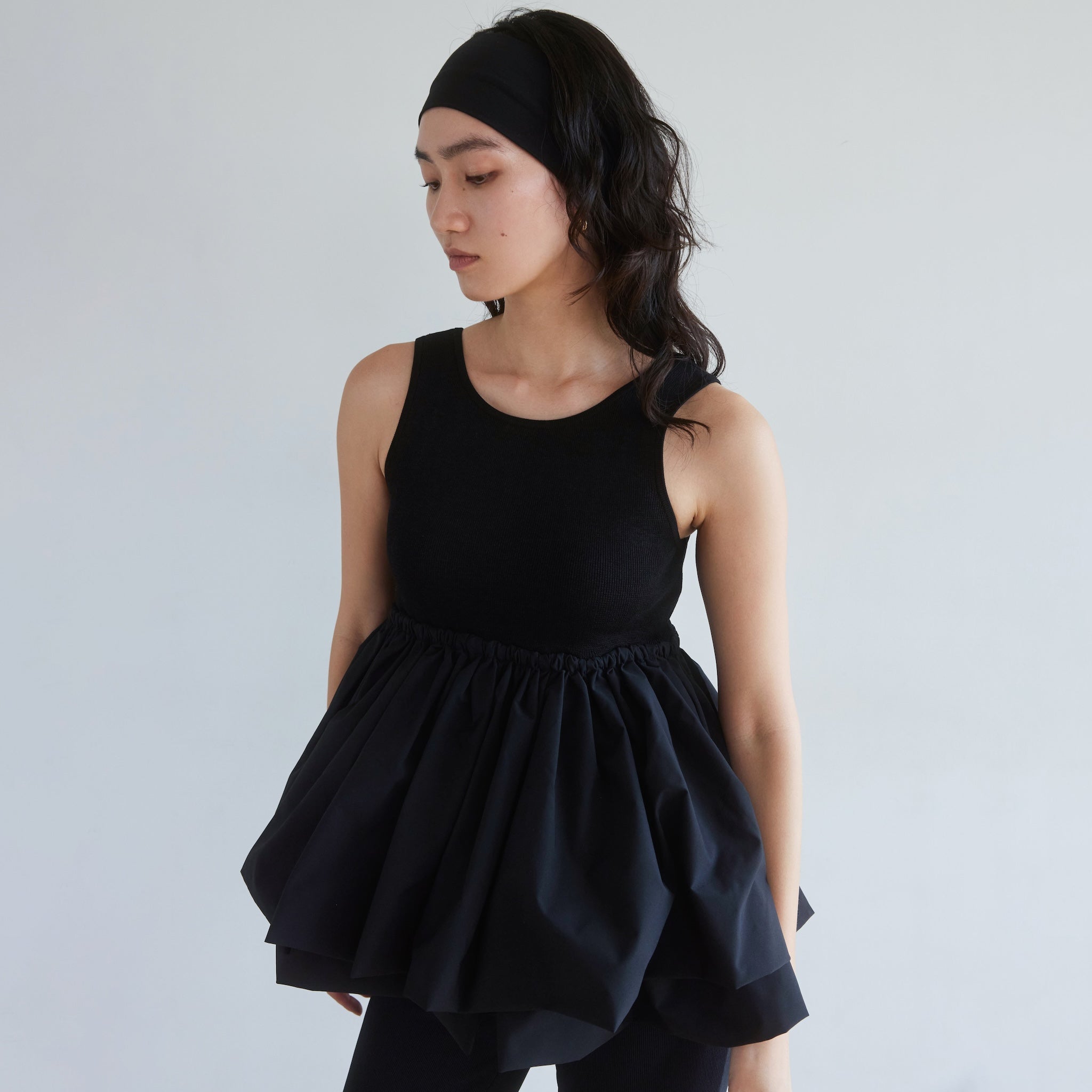 Knit Docking Balloon Sleeveless Top