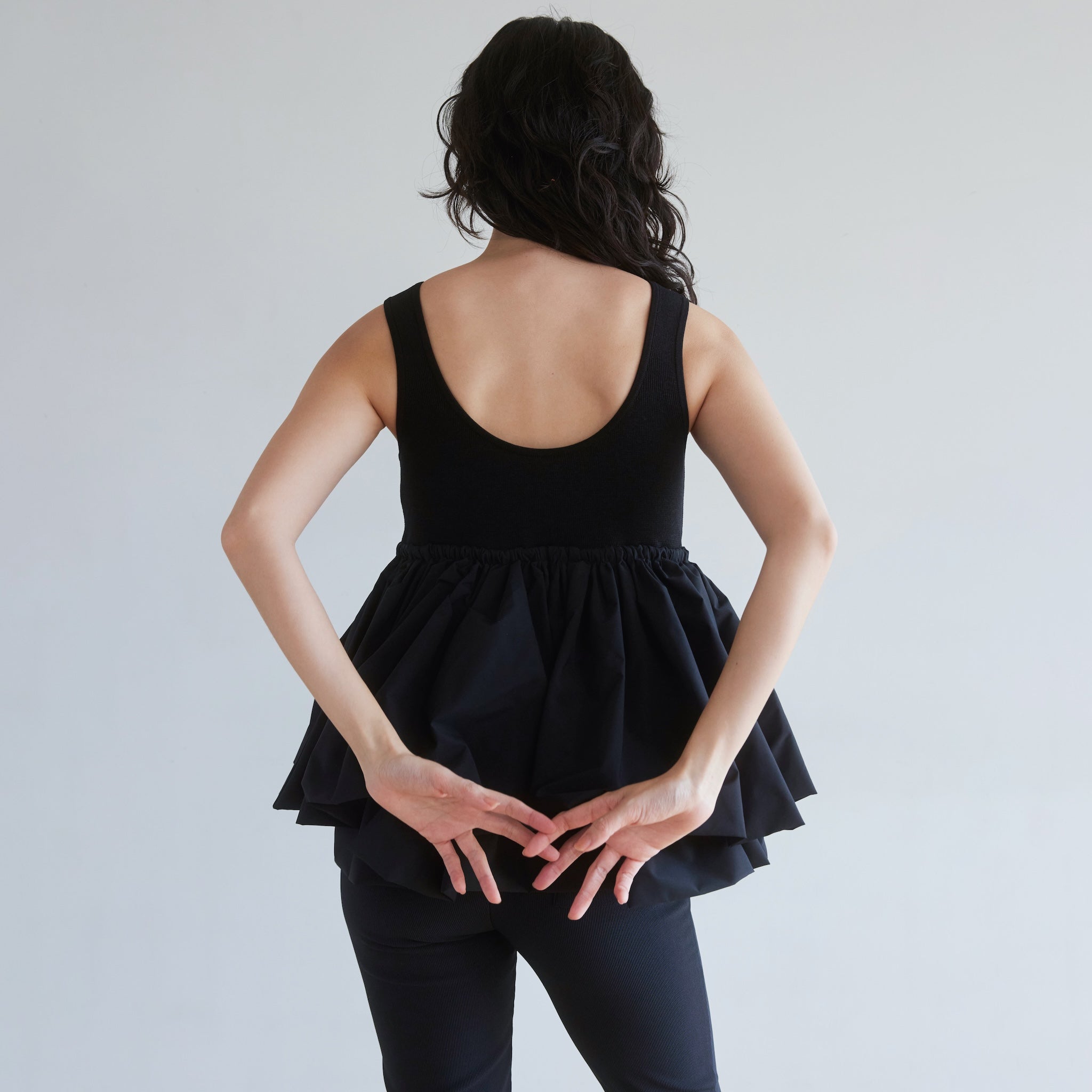 Knit Docking Balloon Sleeveless Top