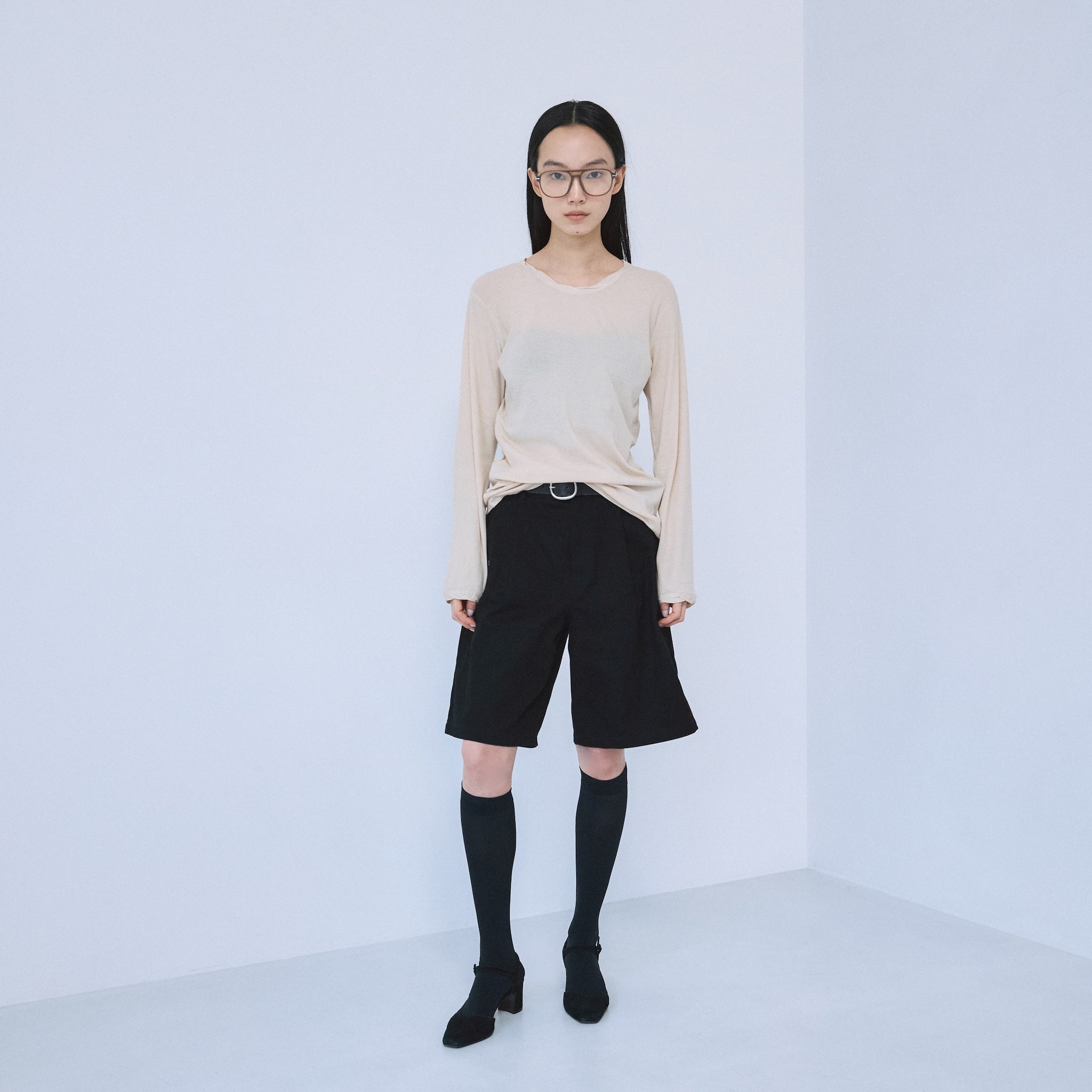 Soft sheer rib twist neck top