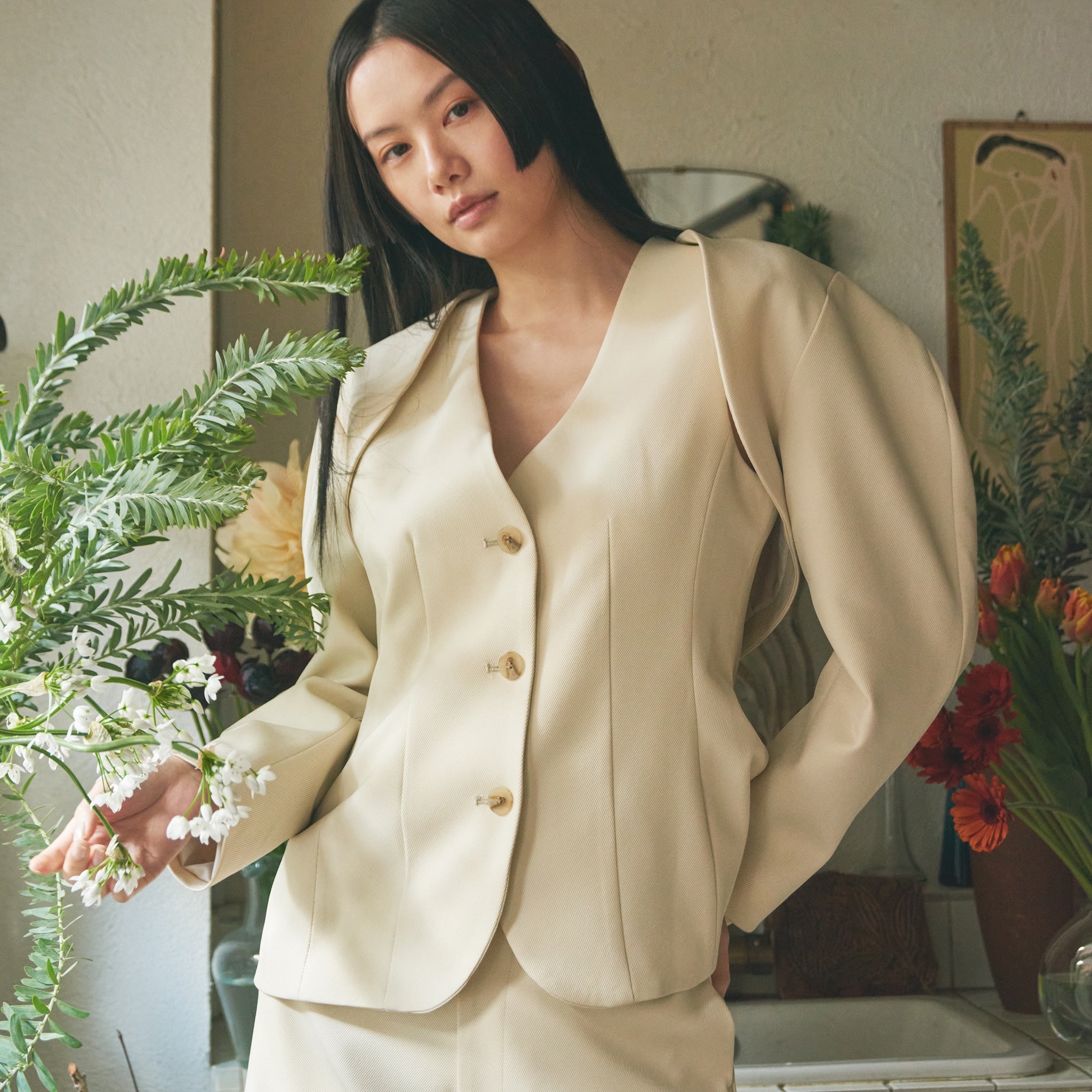 Short bolero Layered vest set