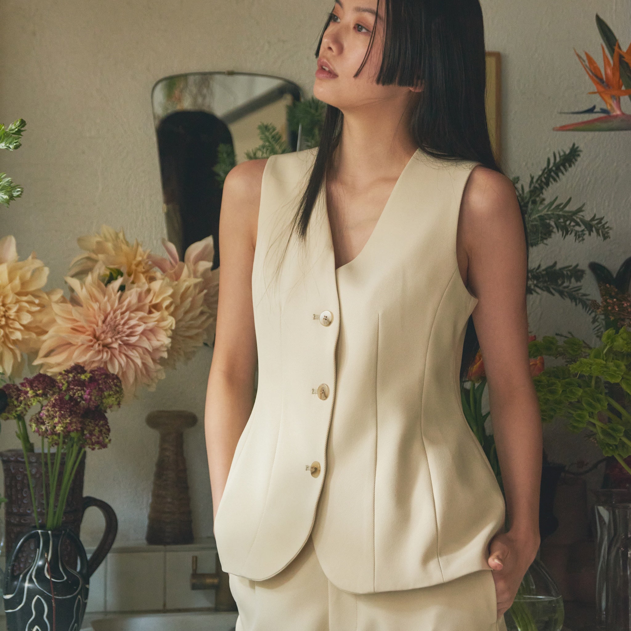 Short bolero Layered vest set