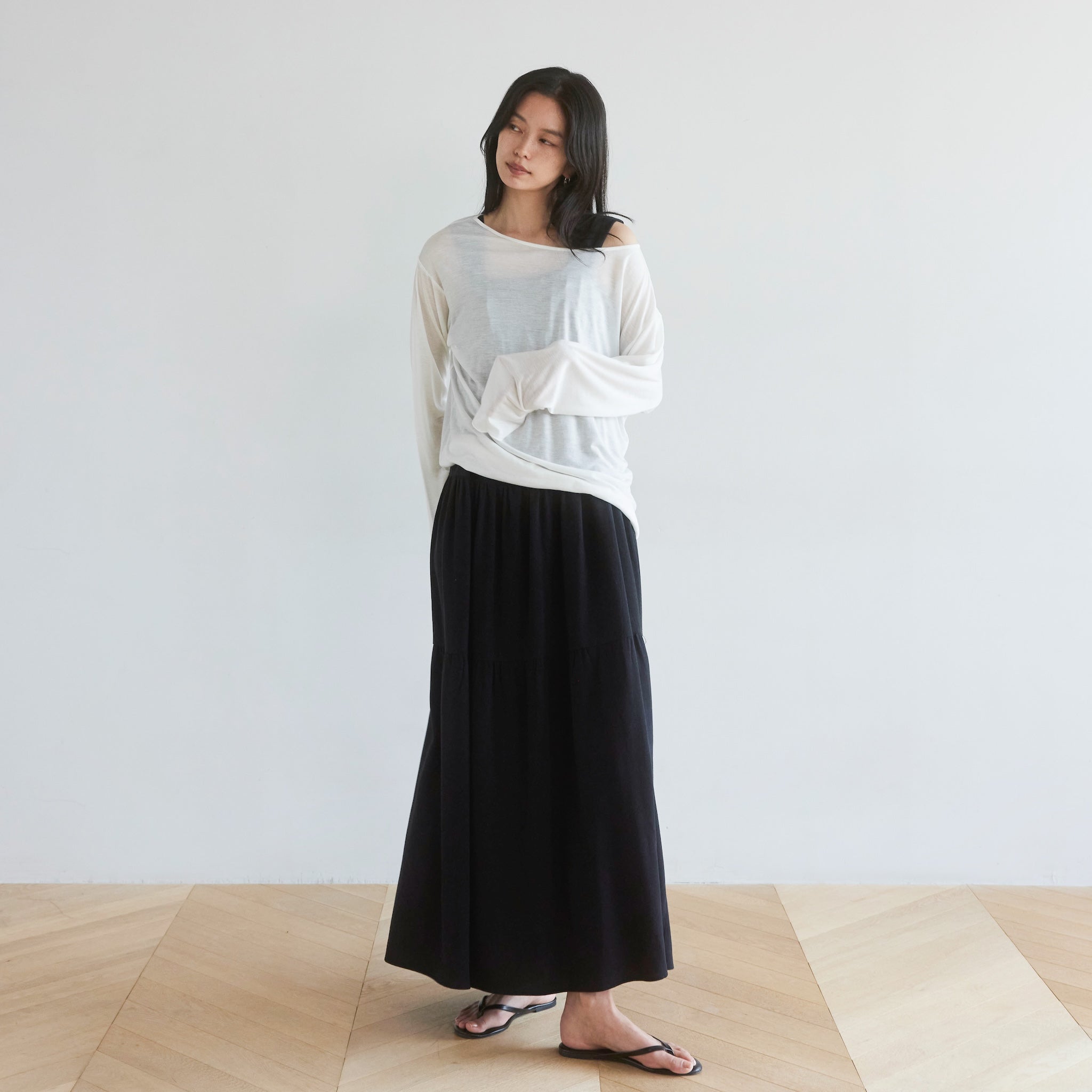 フレンチ2wayショルダーティアードドレス