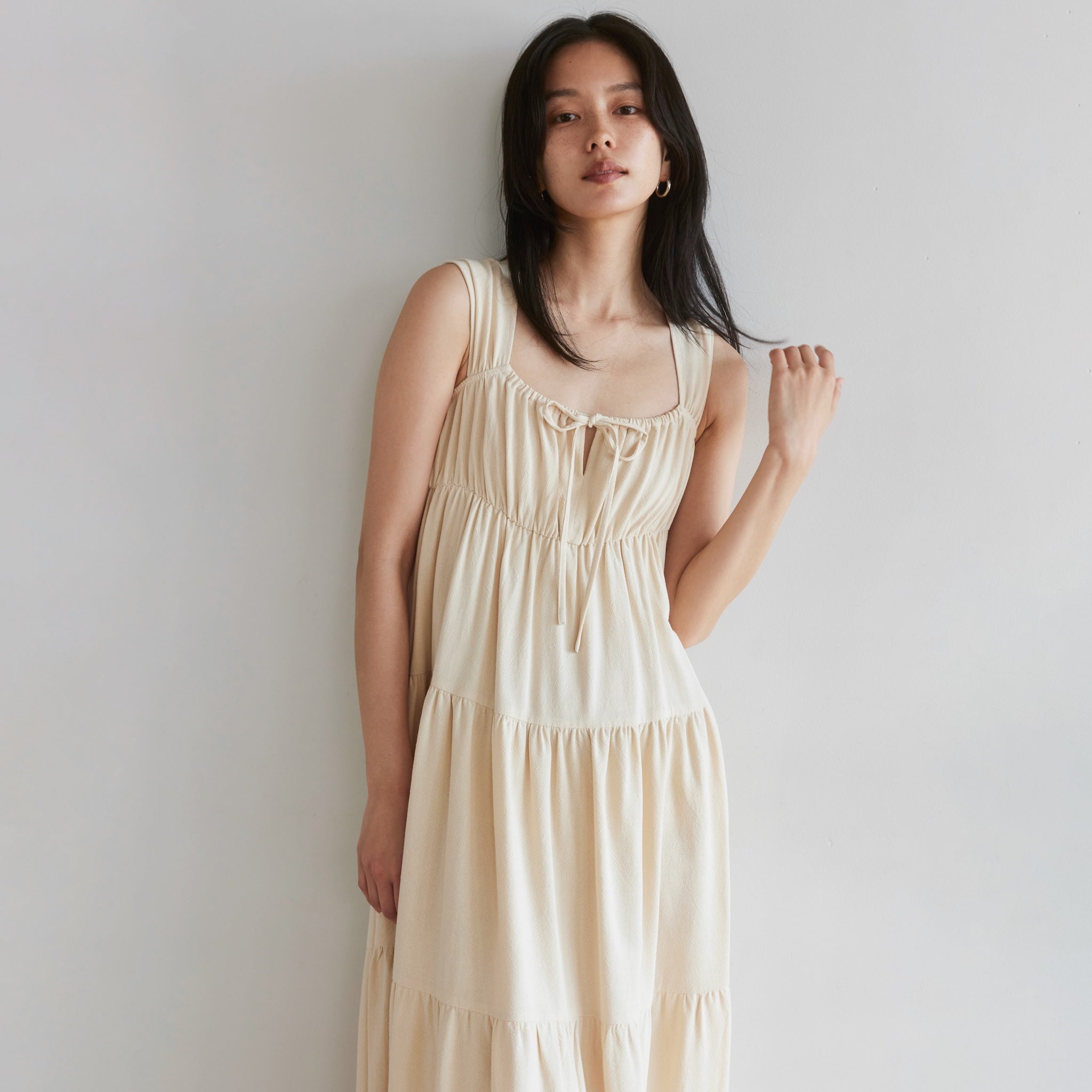 フレンチ2wayショルダーティアードドレス