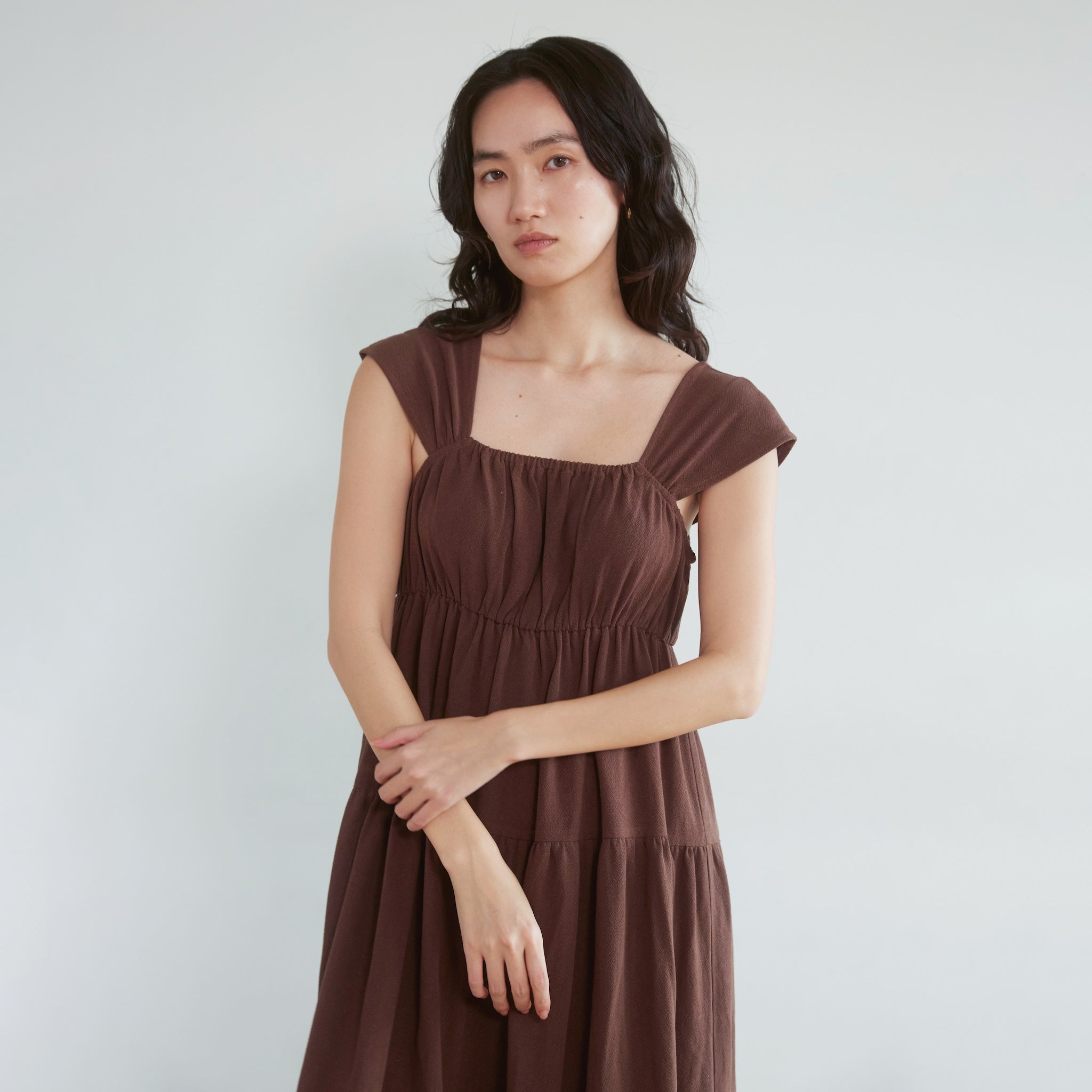 フレンチ2wayショルダーティアードドレス