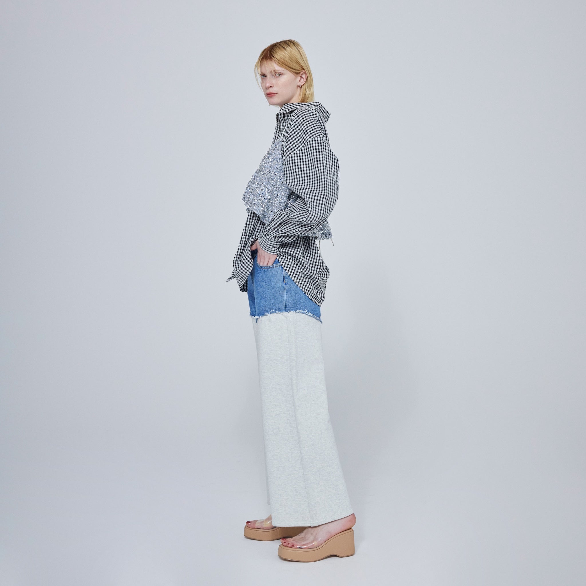 スウェットDockingデニムパンツ
