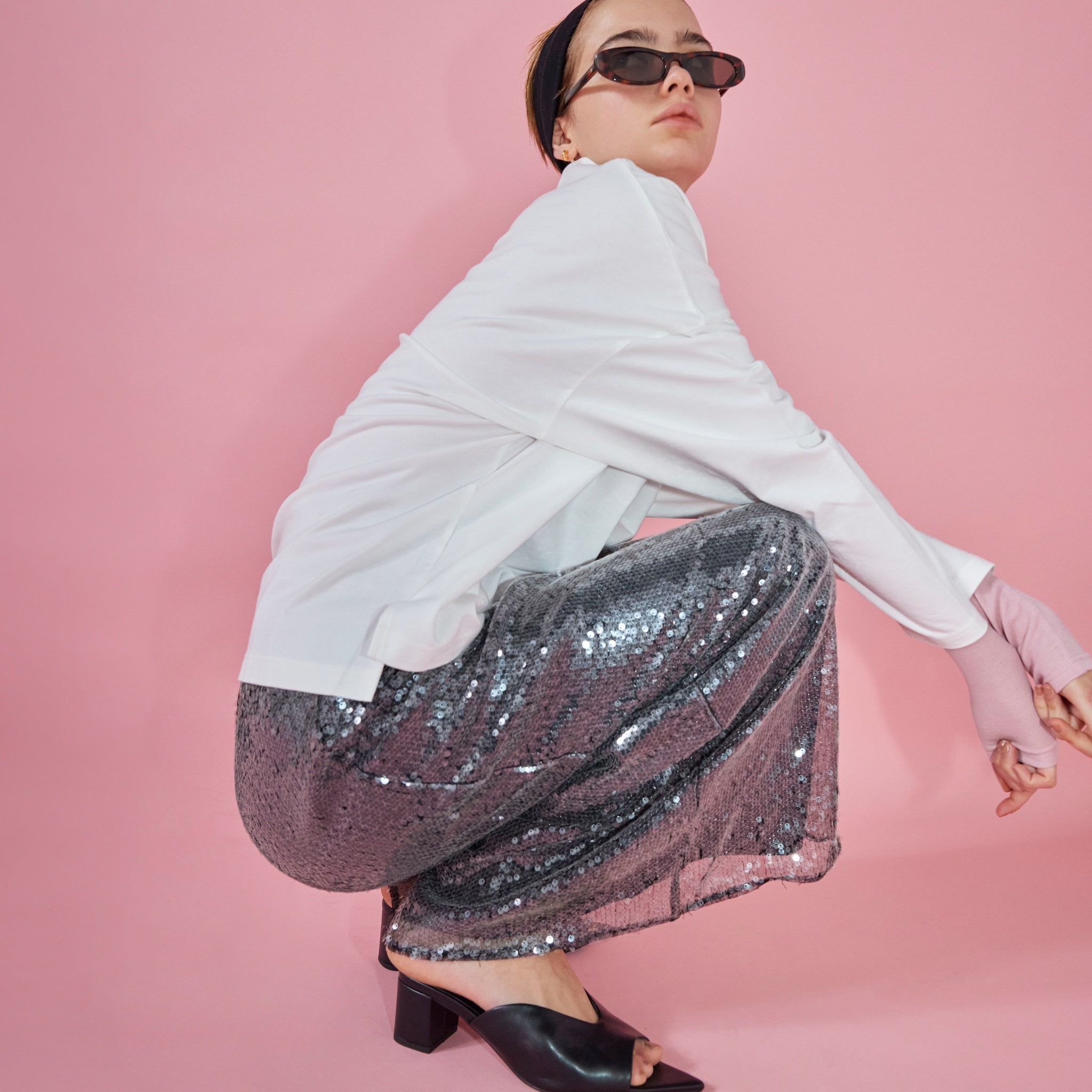 Mesh sequin skirt