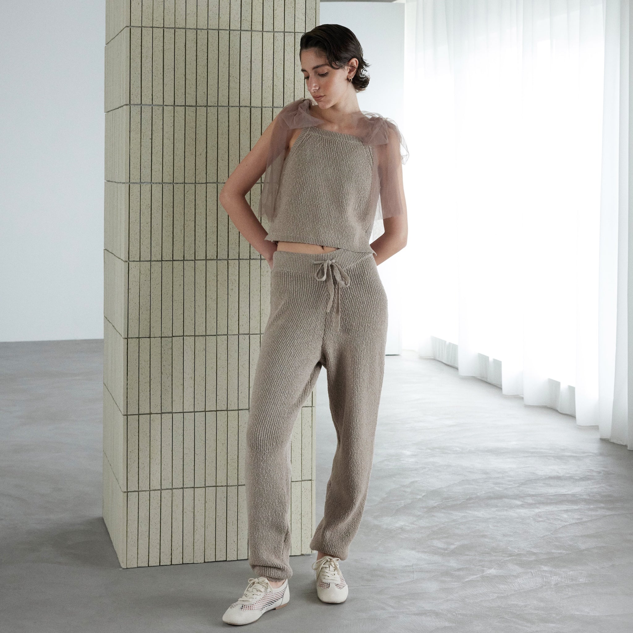 コットンブークレニットバルーンパンツ