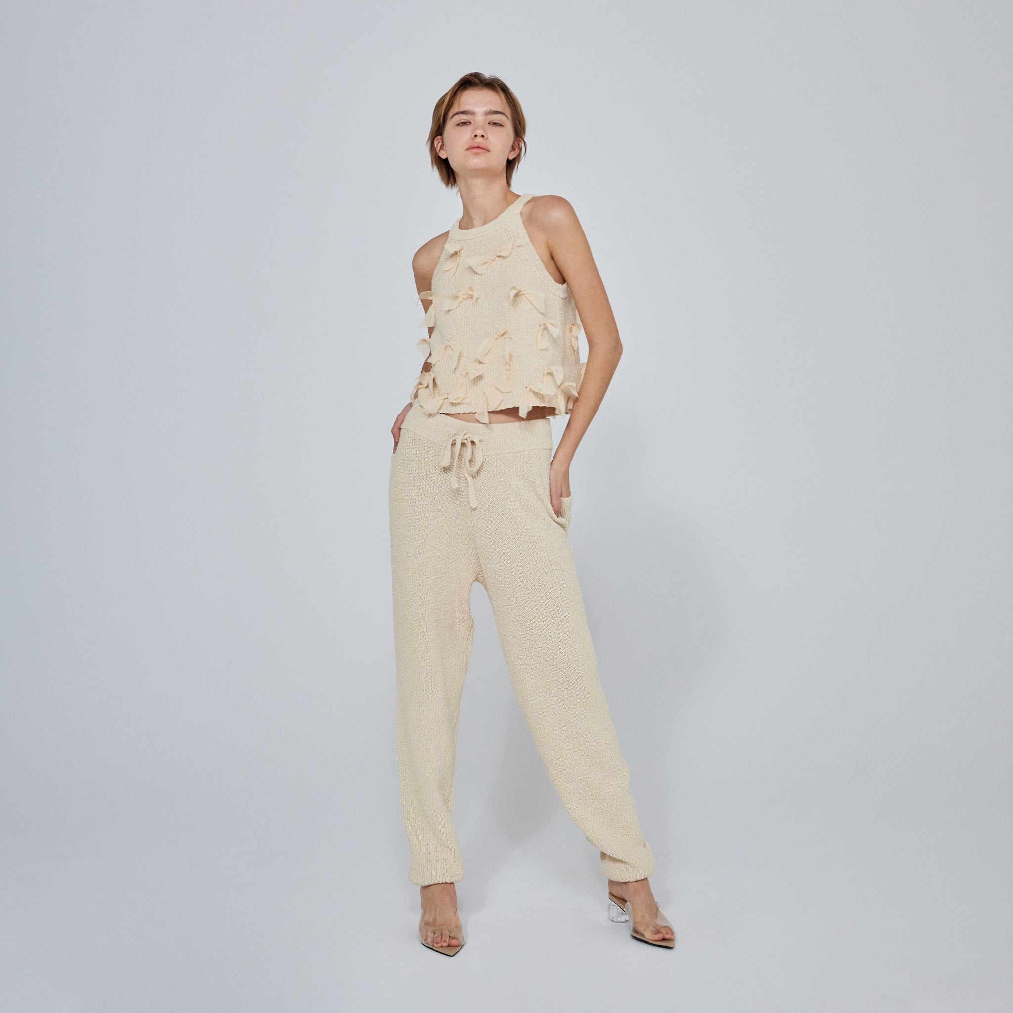 コットンブークレニットバルーンパンツ