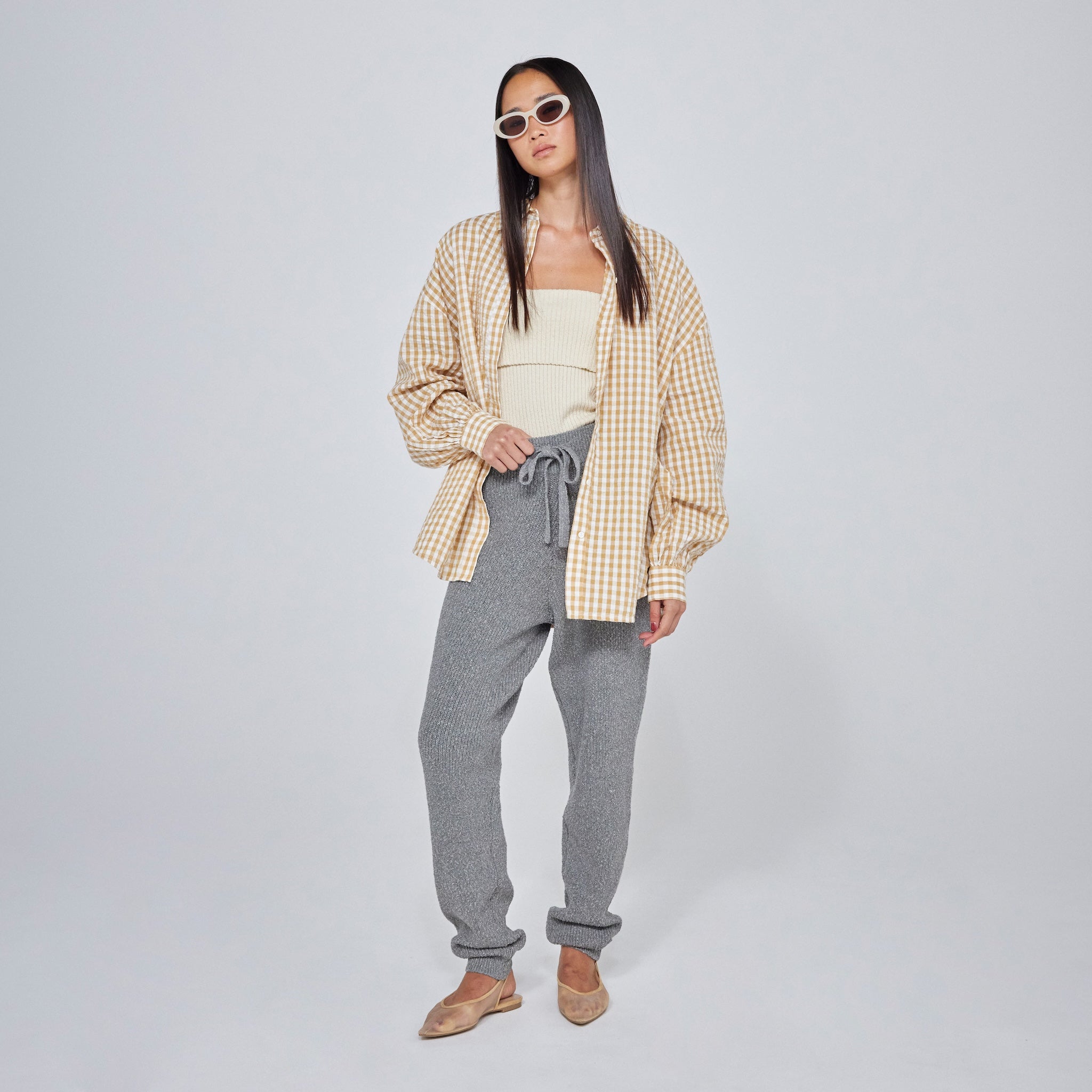 コットンブークレニットバルーンパンツ