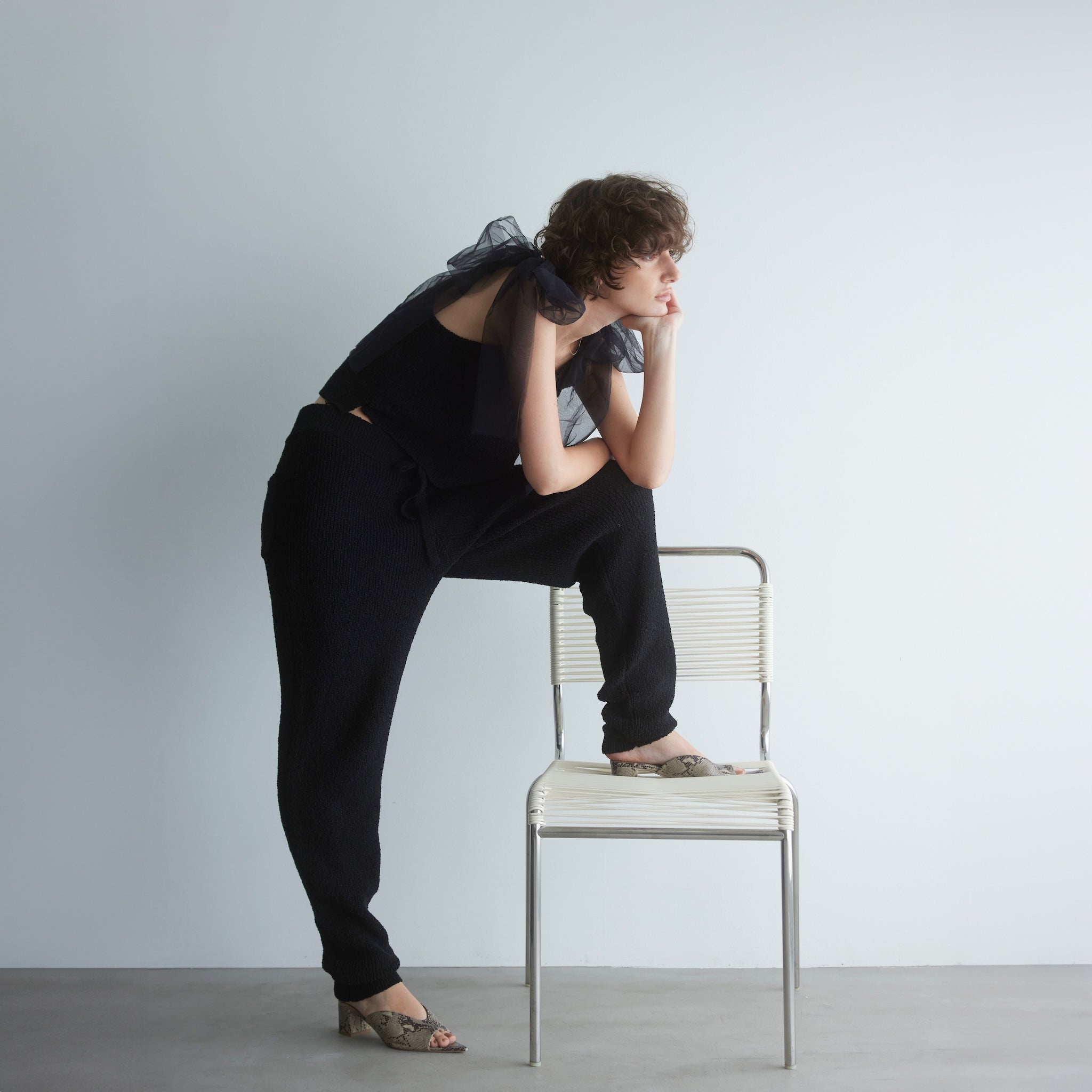 コットンブークレニットバルーンパンツ