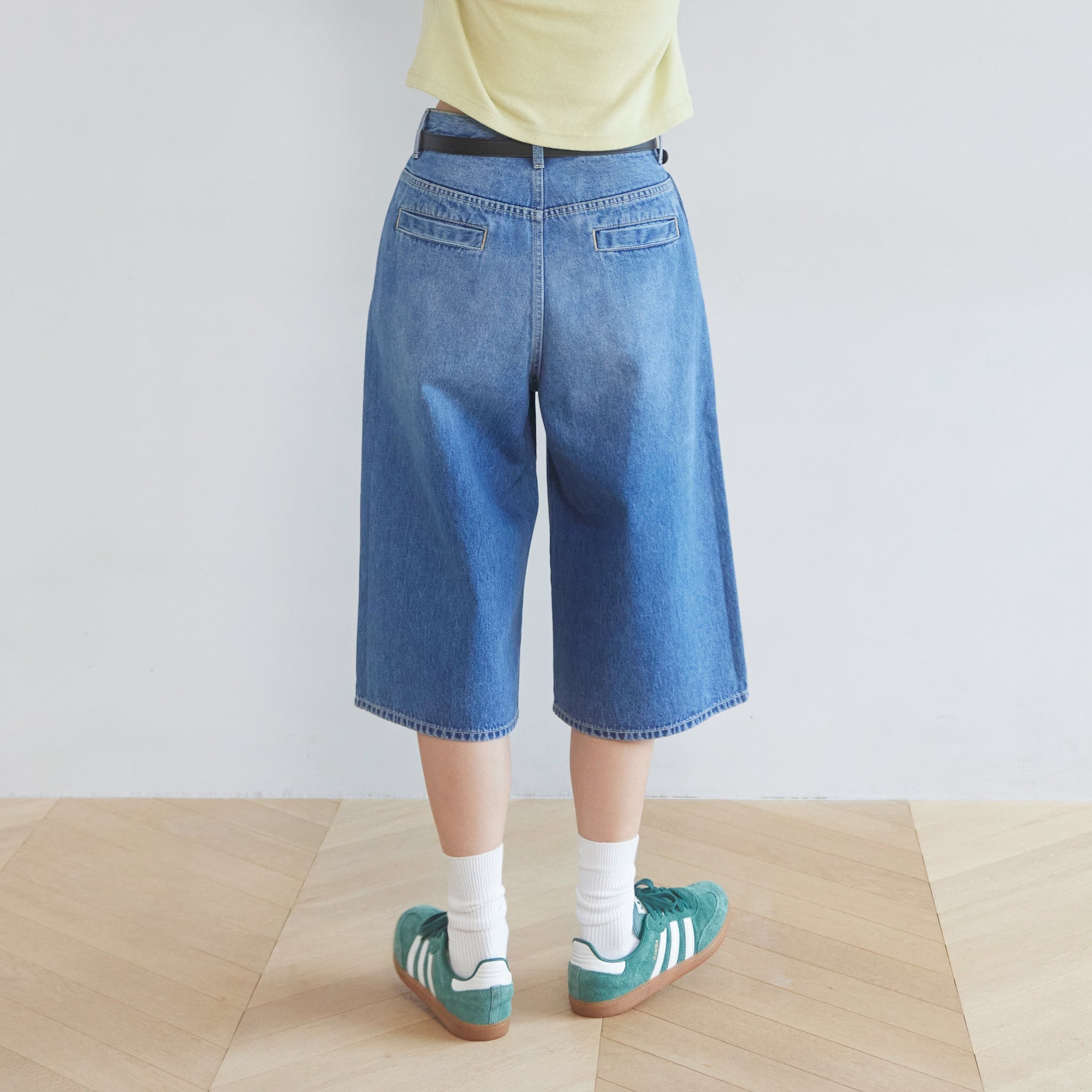 Denim Tuckハーフパンツ