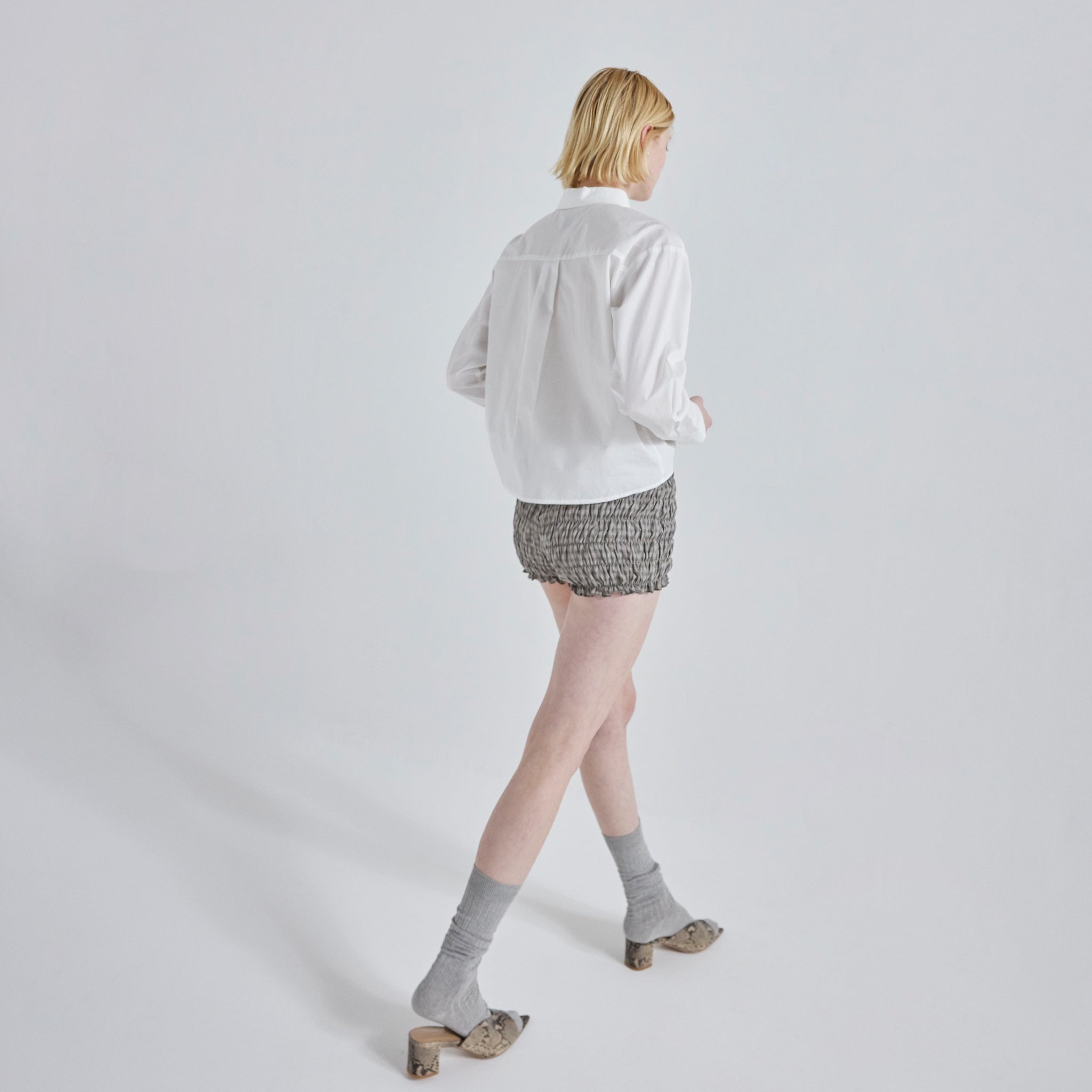 Cotton Wash Check Mini Pants