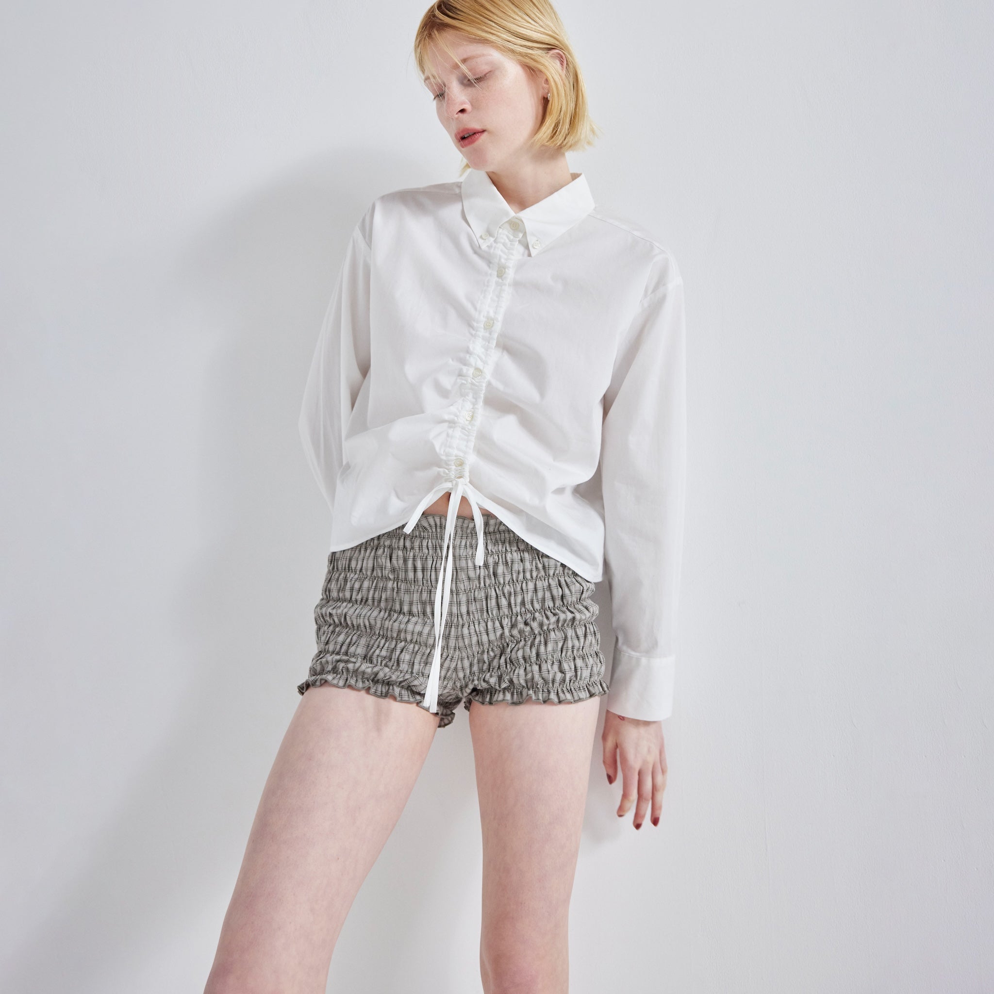Cotton Wash Check Mini Pants