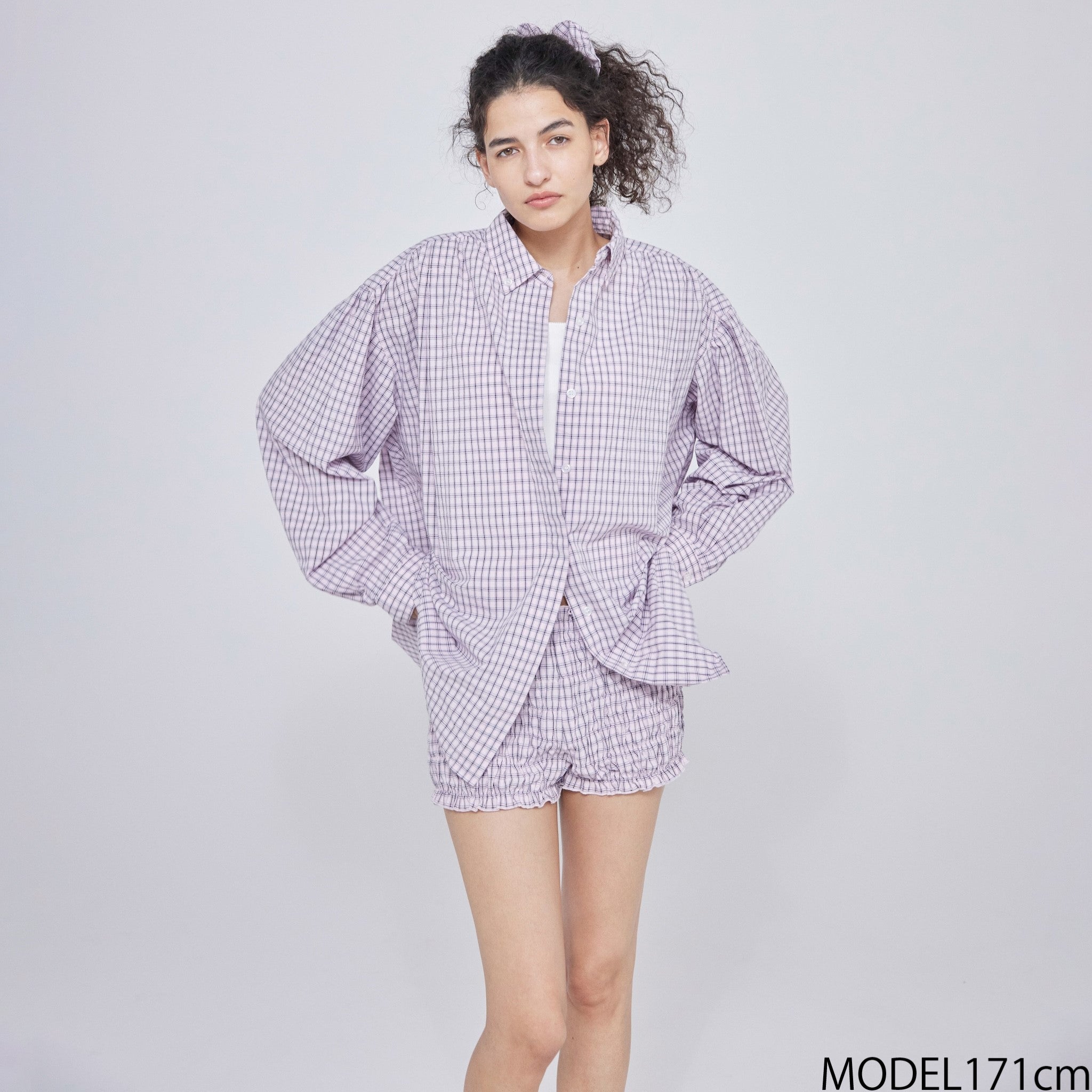 Cotton Wash Check Mini Pants