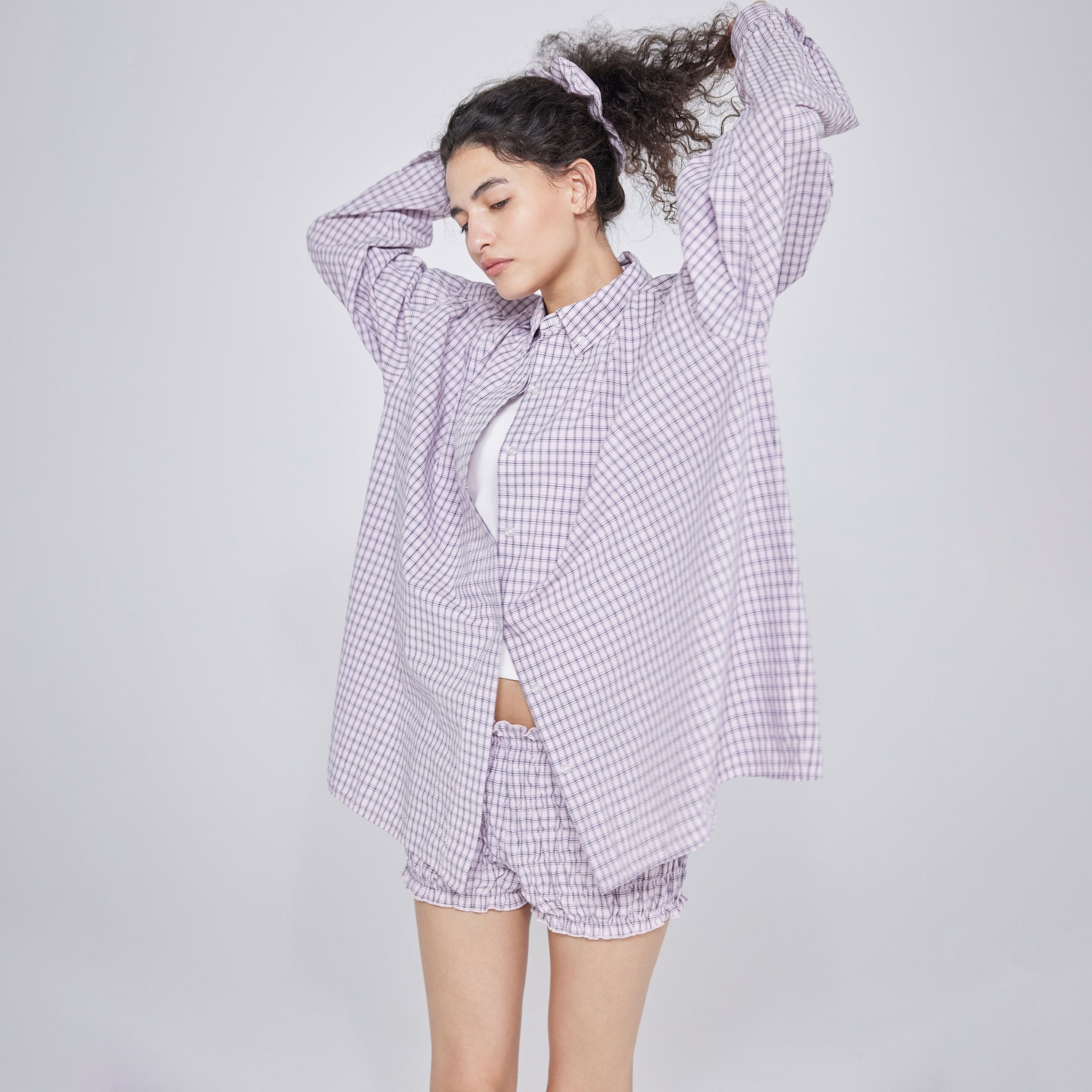 Cotton Wash Check Mini Pants
