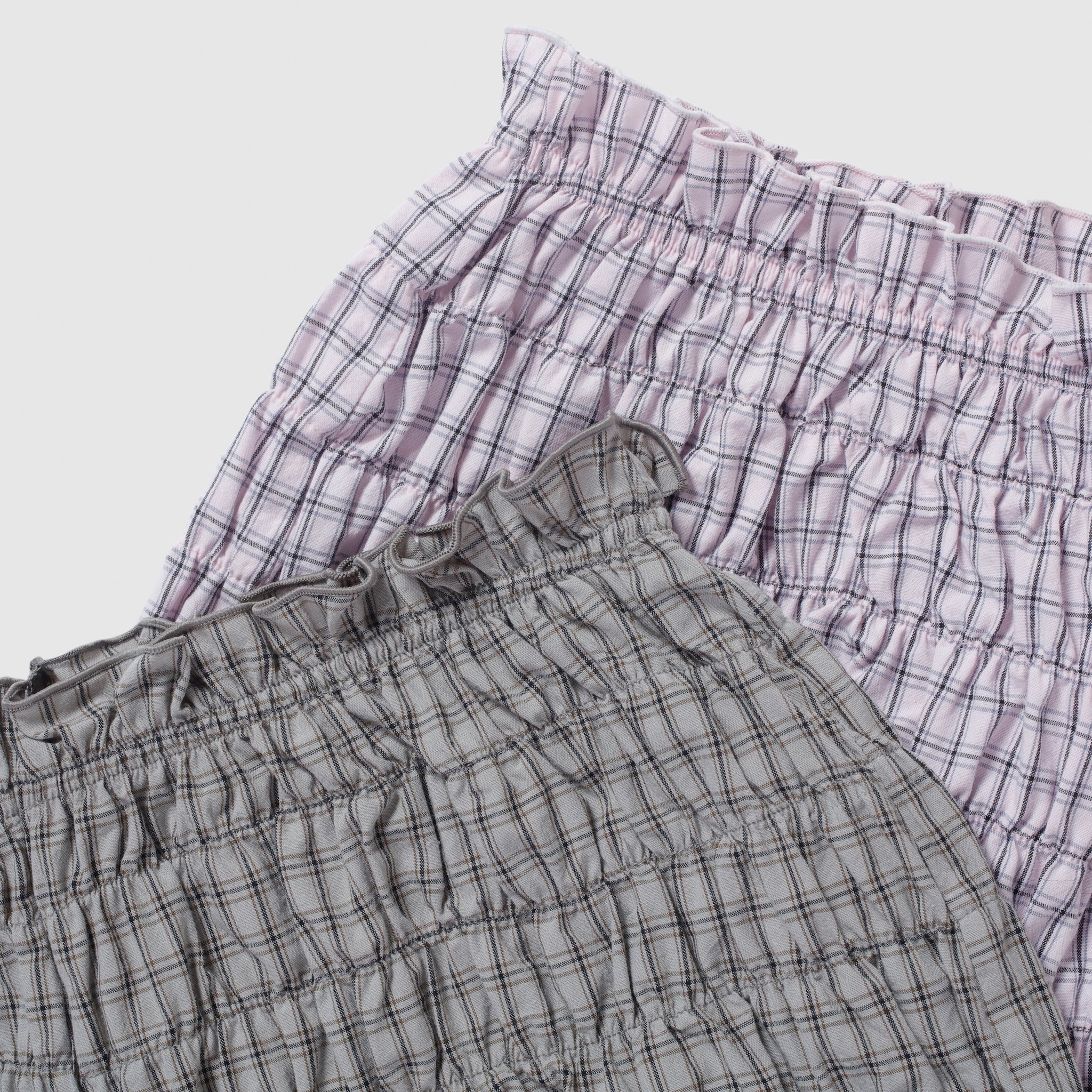 Cotton Wash Check Mini Pants