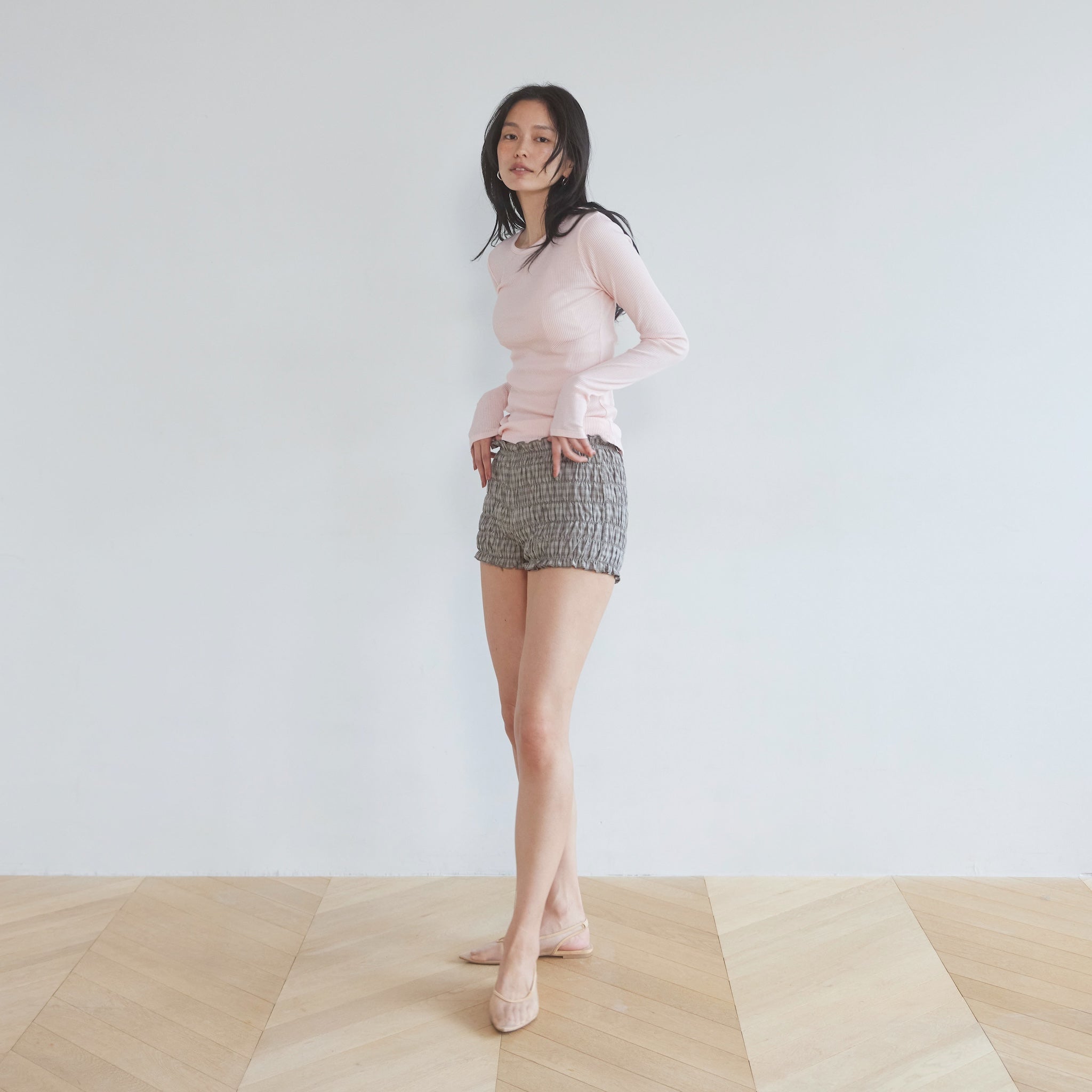 Cotton Wash Check Mini Pants