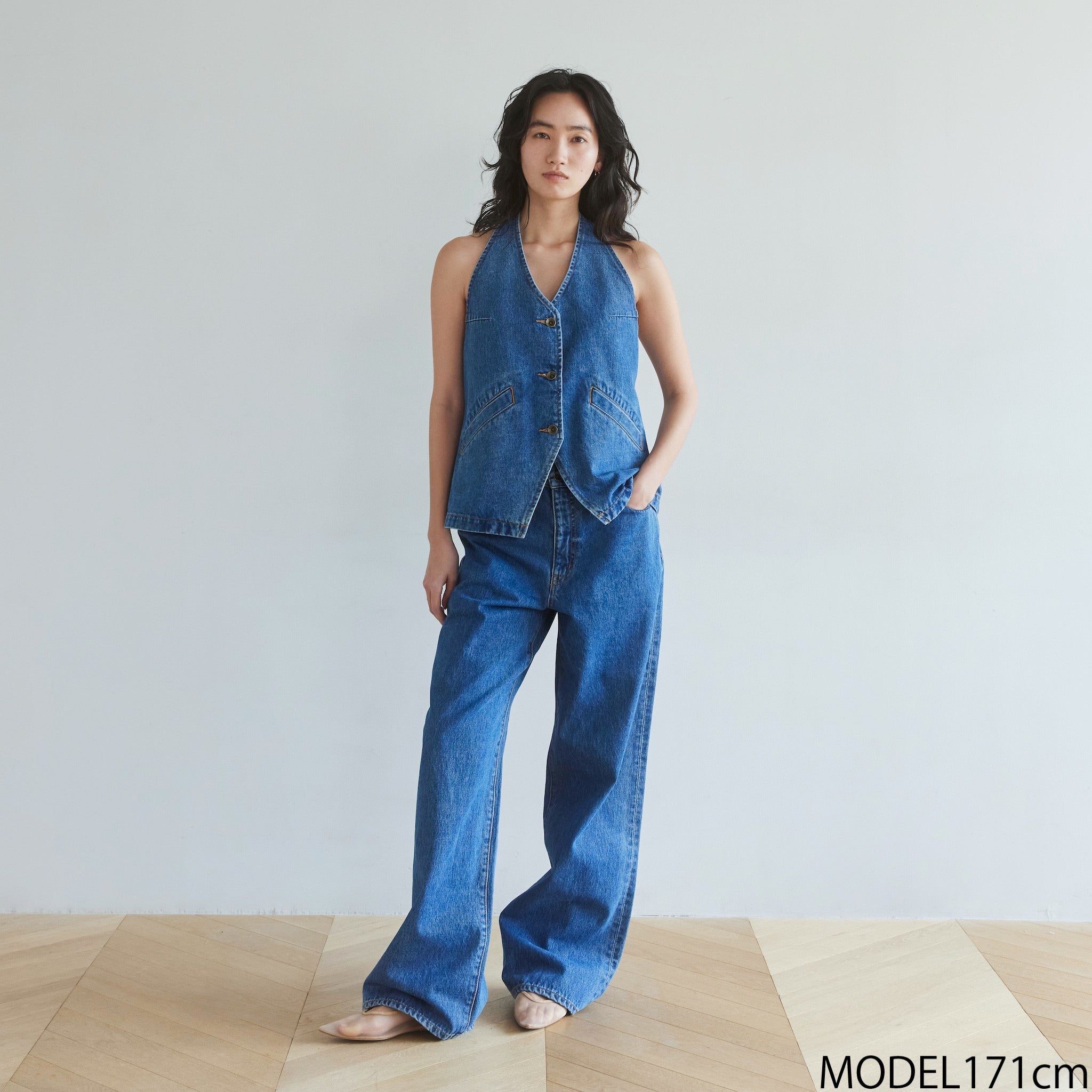 A-line Denim Halter Vest