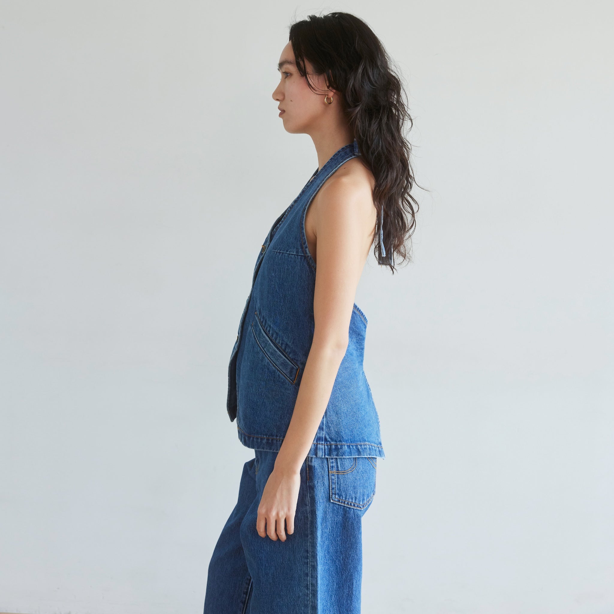 A-line Denim Halter Vest