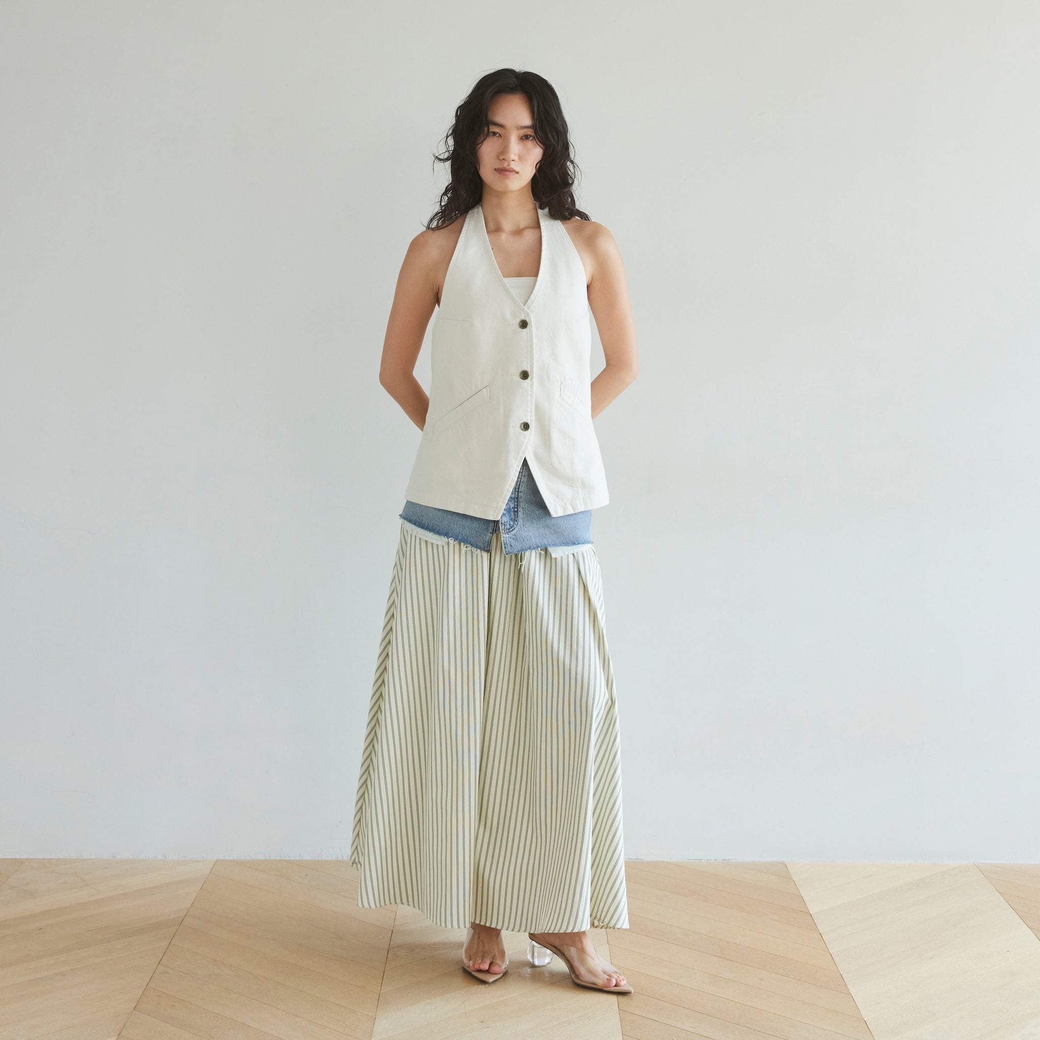 A-line Denim Halter Vest